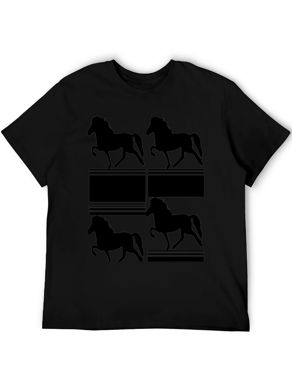 Horse Silhouette Print Black T-Shirt