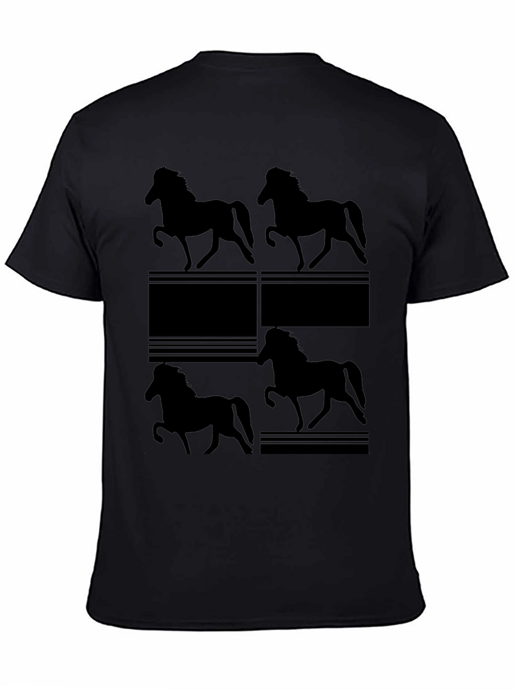 Horse Silhouette Print Black T-Shirt