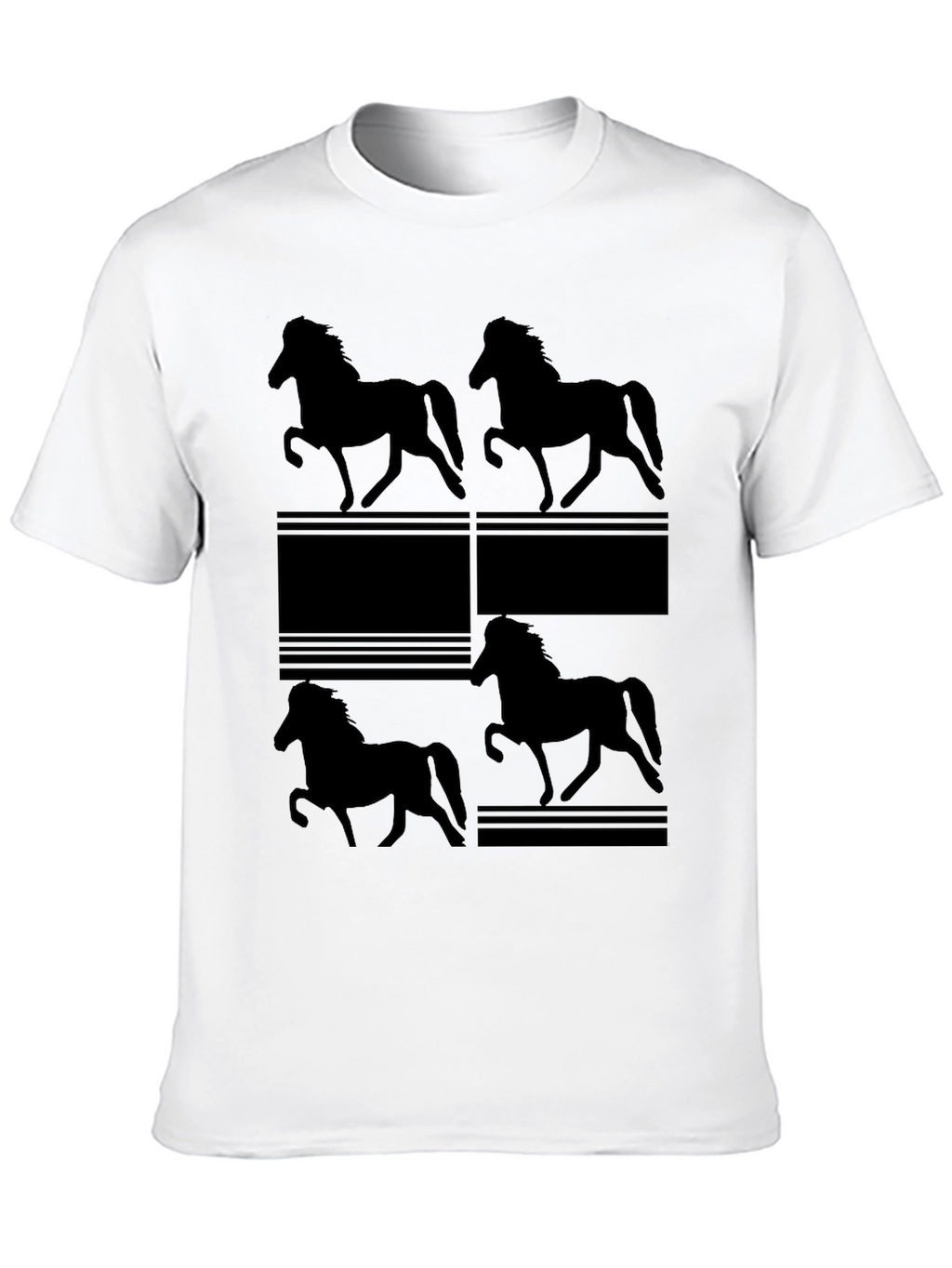 Horse Silhouette Print Black T-Shirt
