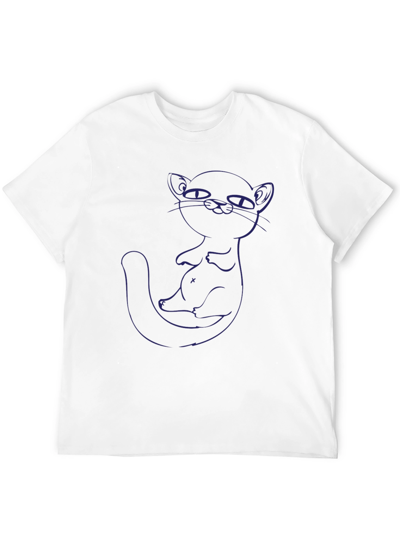 Cool Cat Outline Graphic Tee - Black