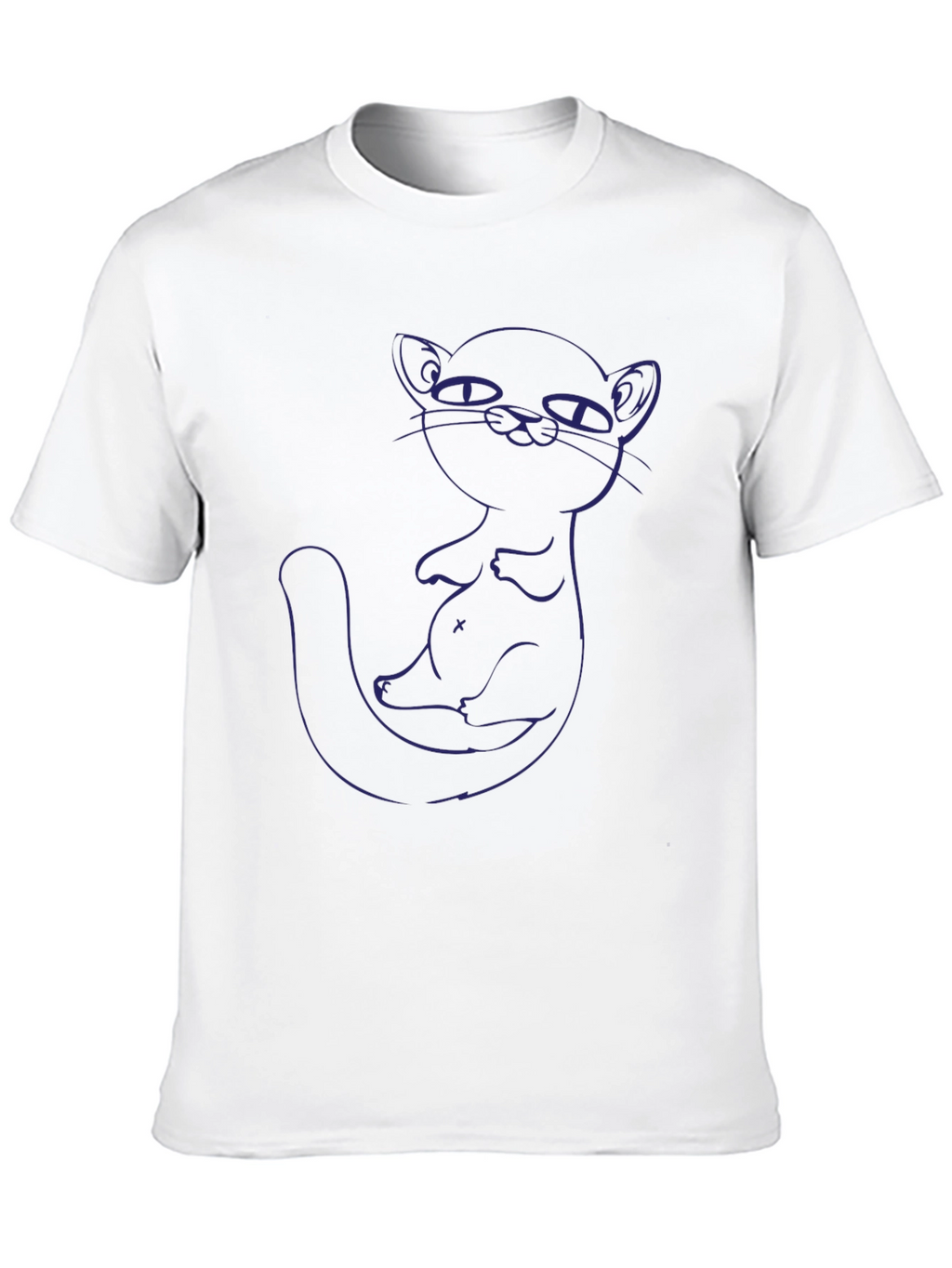 Cool Cat Outline Graphic Tee - Black