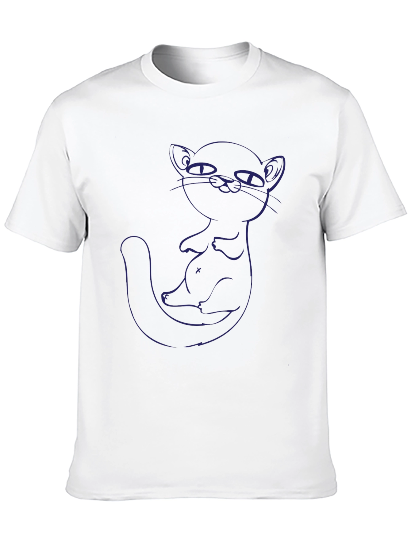Cool Cat Outline Graphic Tee - Black