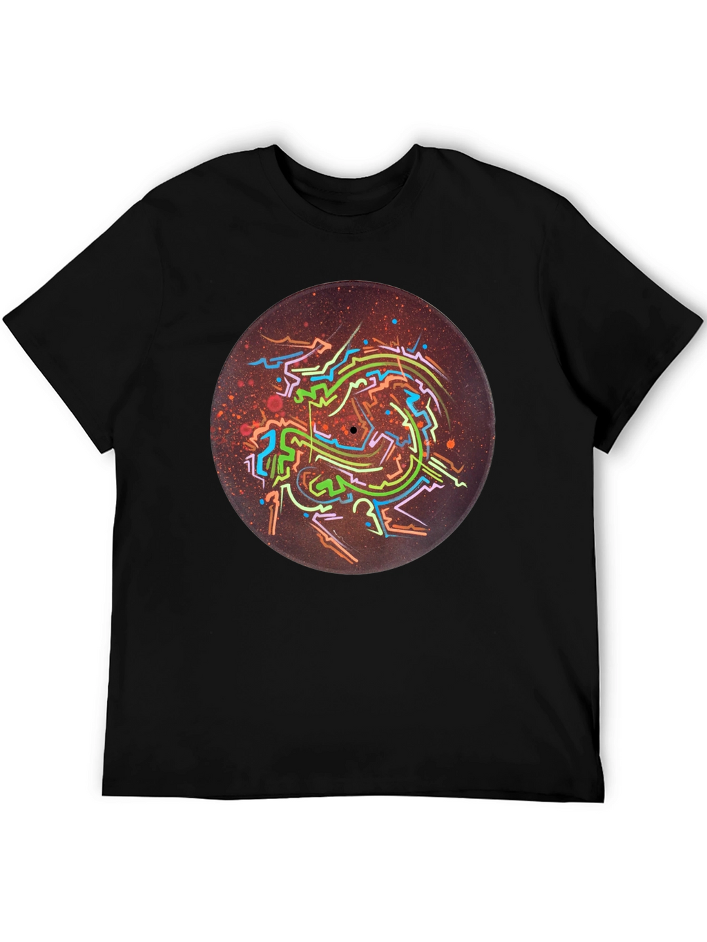 Abstract Record Art Black T-Shirt