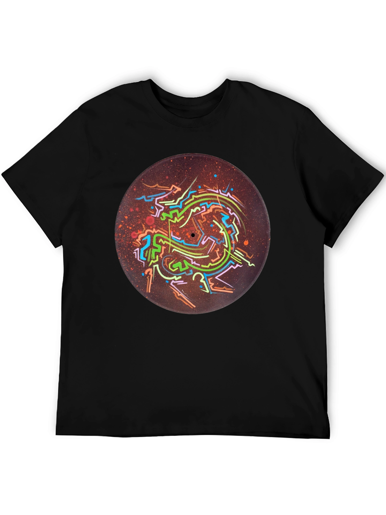 Abstract Record Art Black T-Shirt