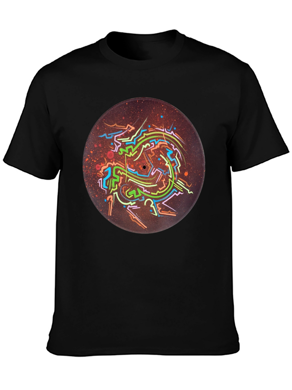 Abstract Record Art Black T-Shirt