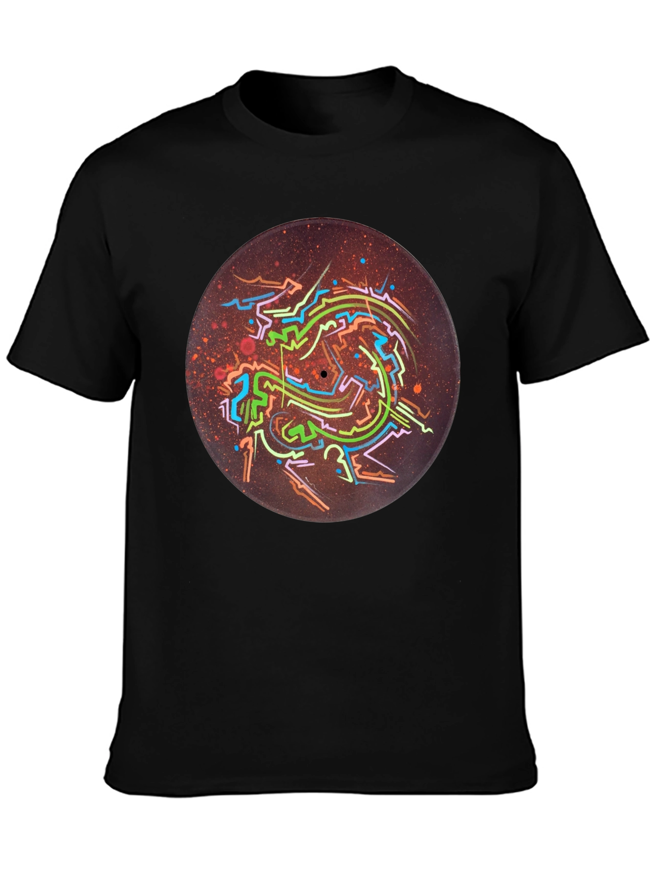 Abstract Record Art Black T-Shirt