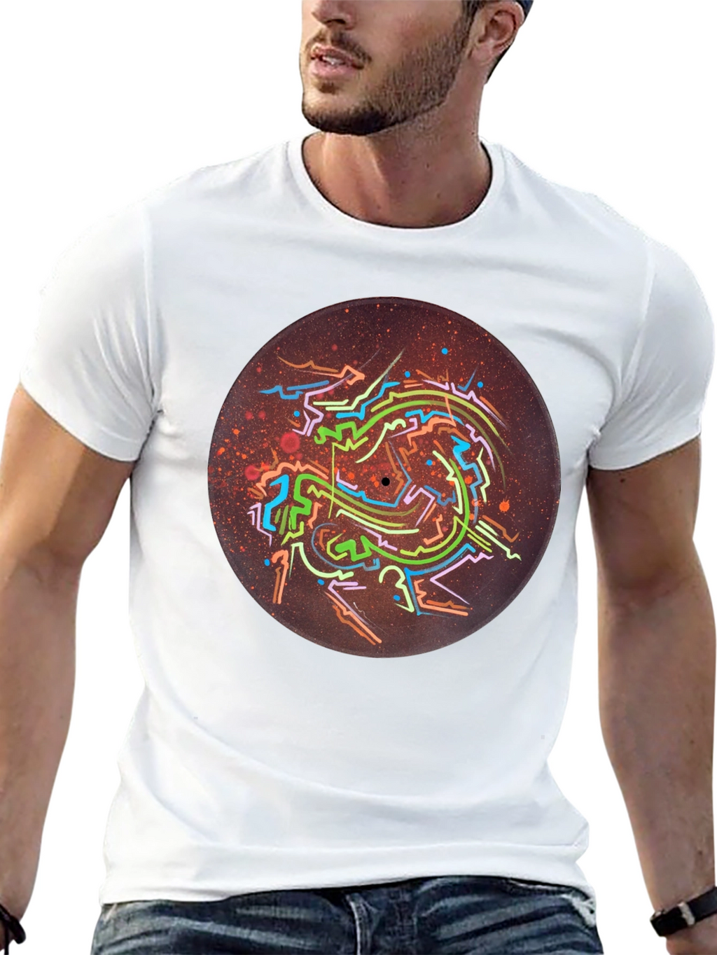Abstract Record Art Black T-Shirt