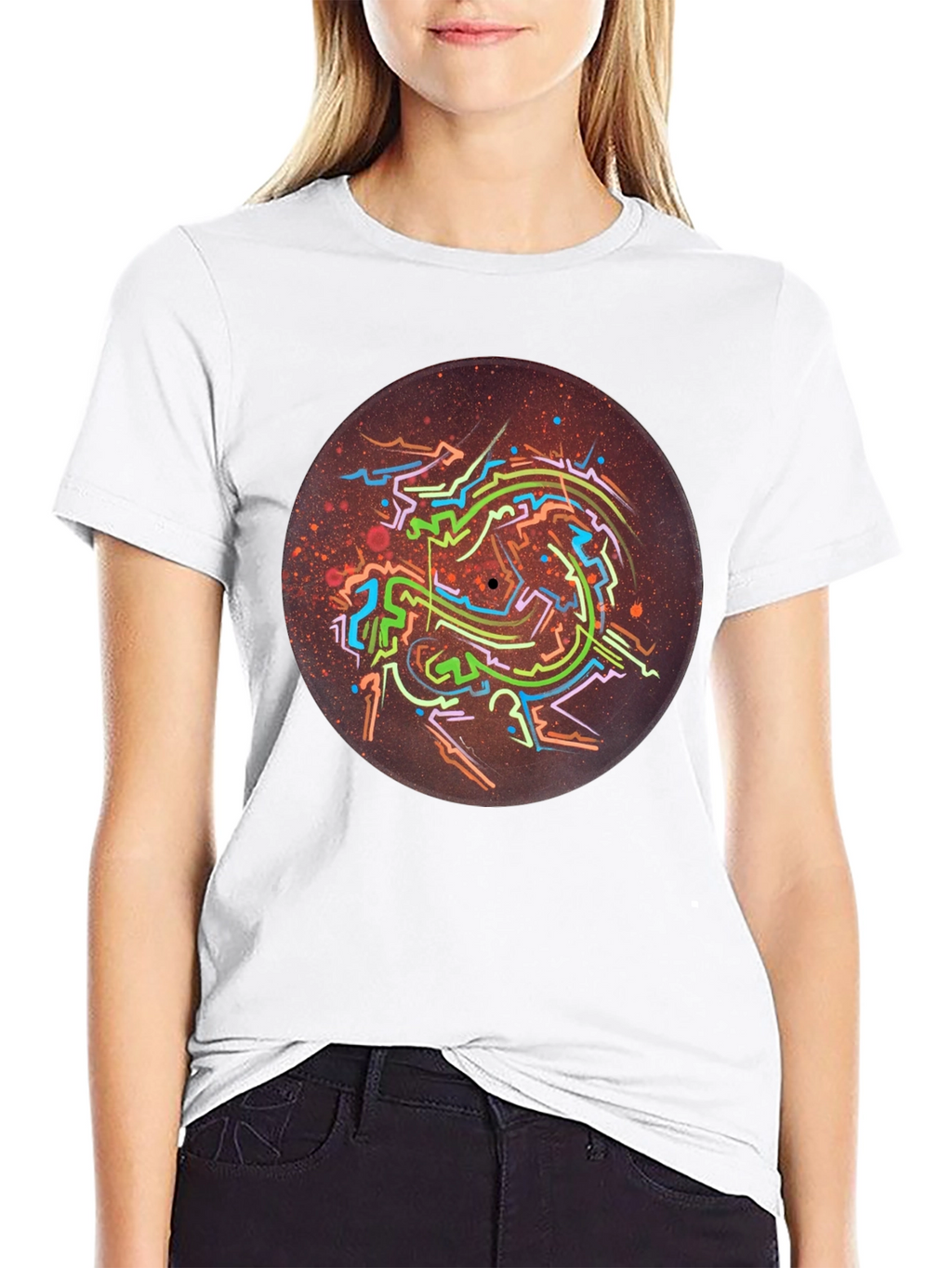Abstract Record Art Black T-Shirt