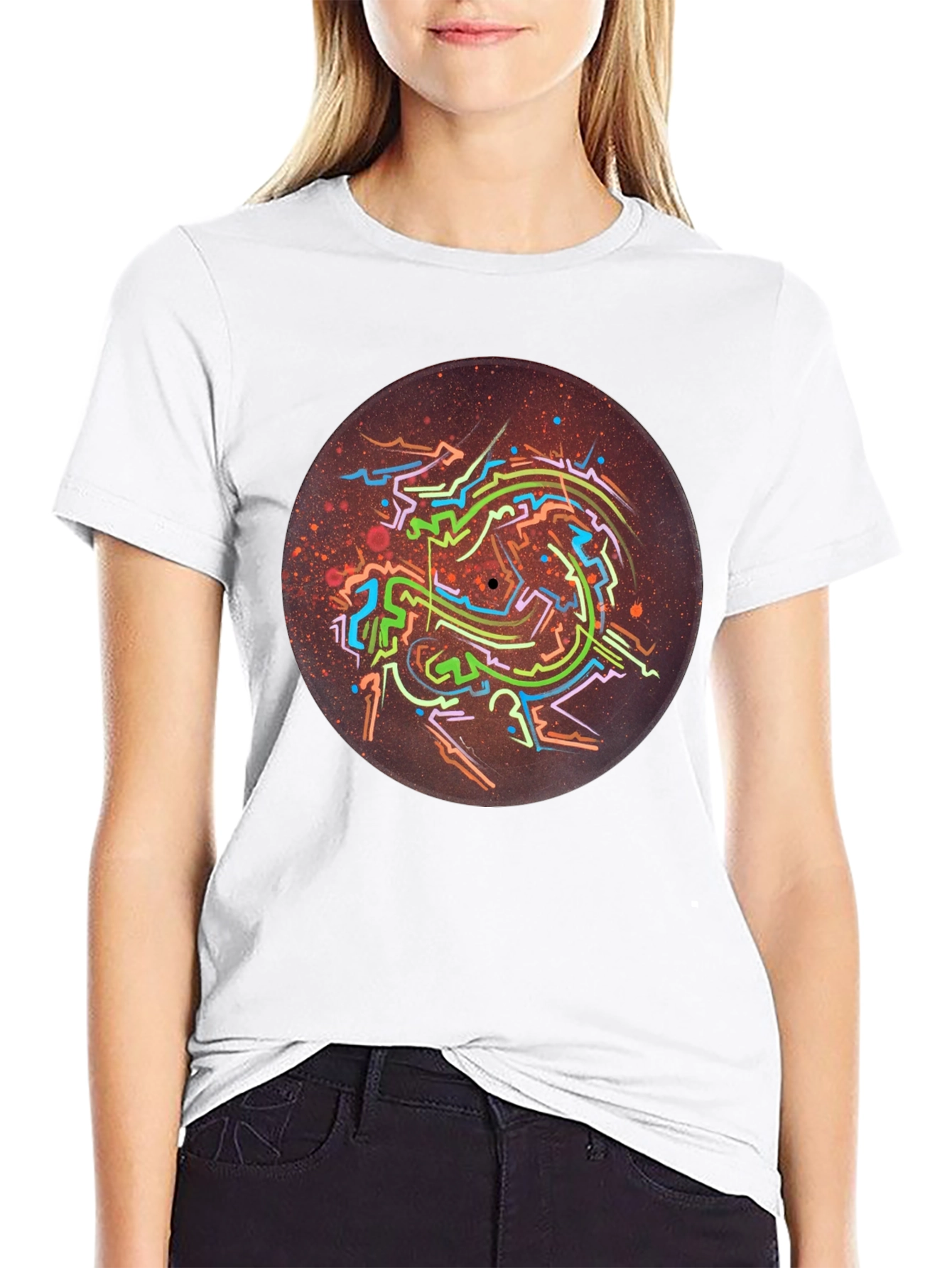 Abstract Record Art Black T-Shirt