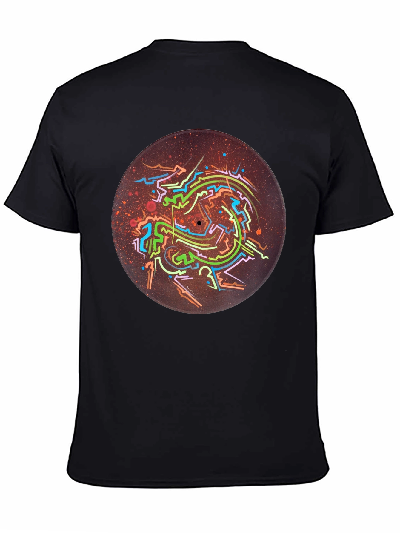 Abstract Record Art Black T-Shirt