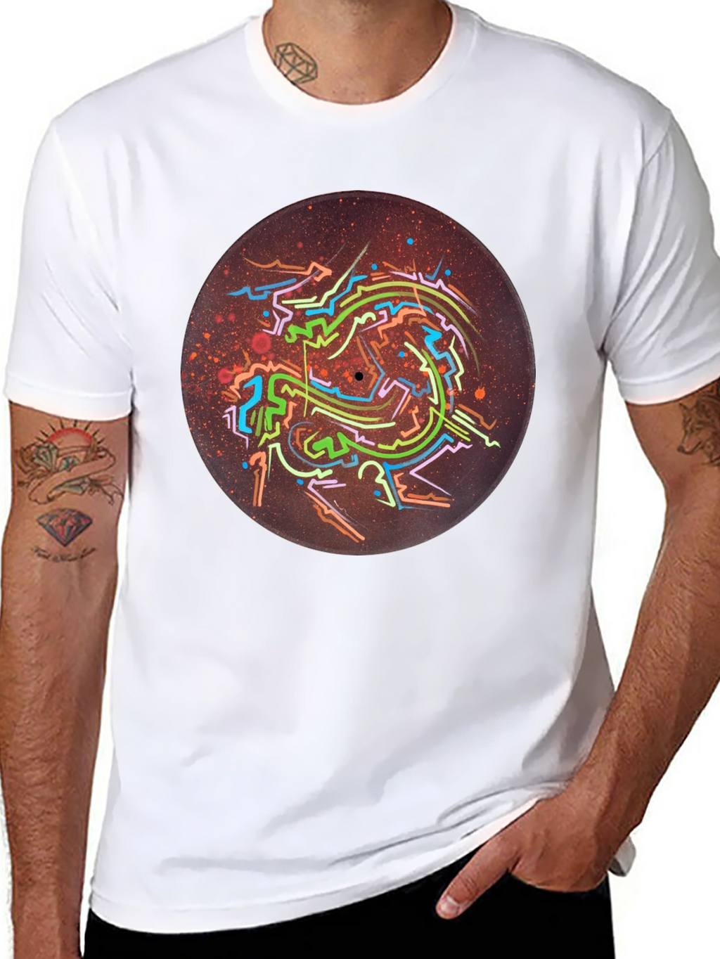 Abstract Record Art Black T-Shirt