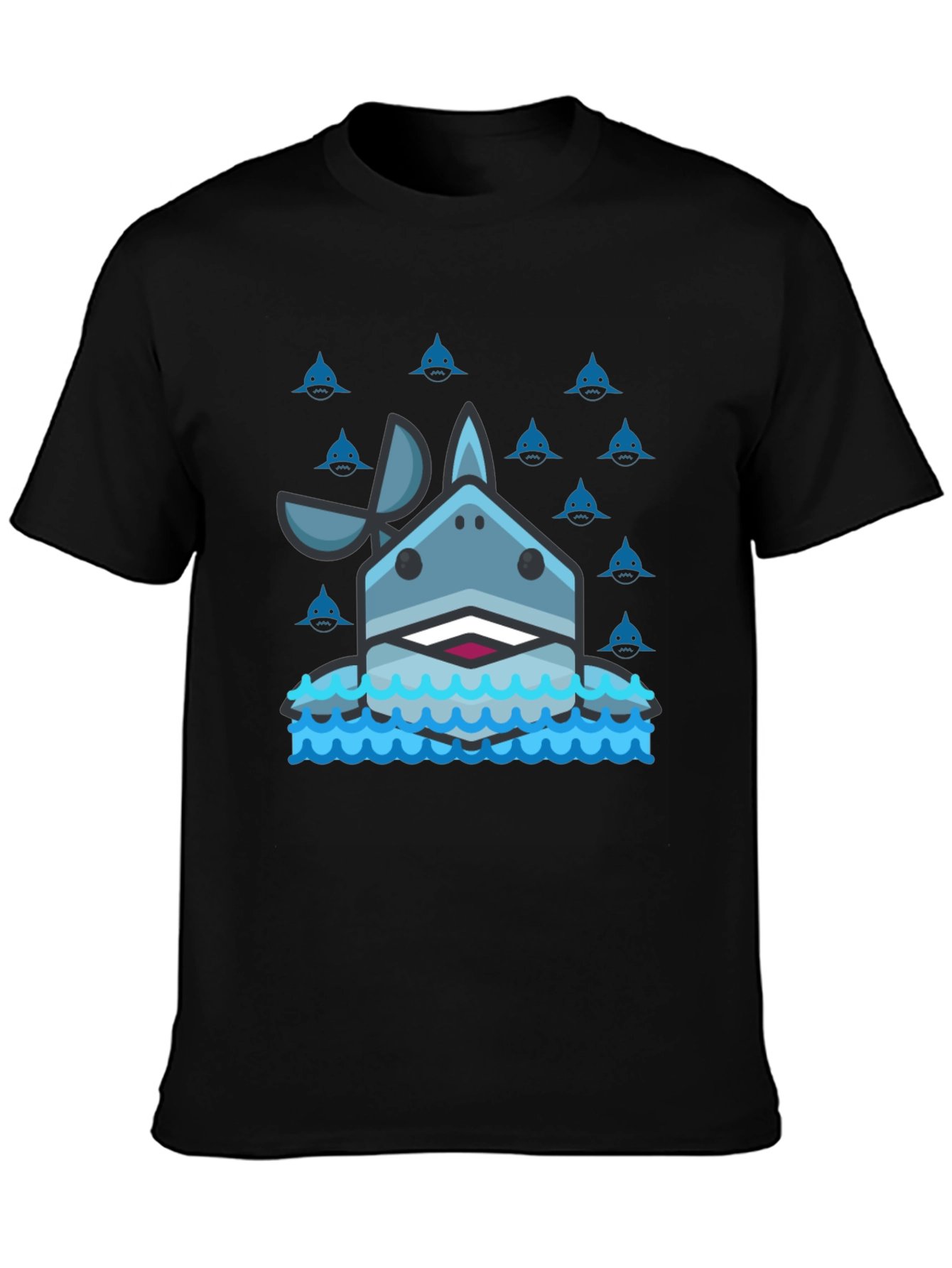 Shark Graphic Tee - Mens Black Cotton T-Shirt