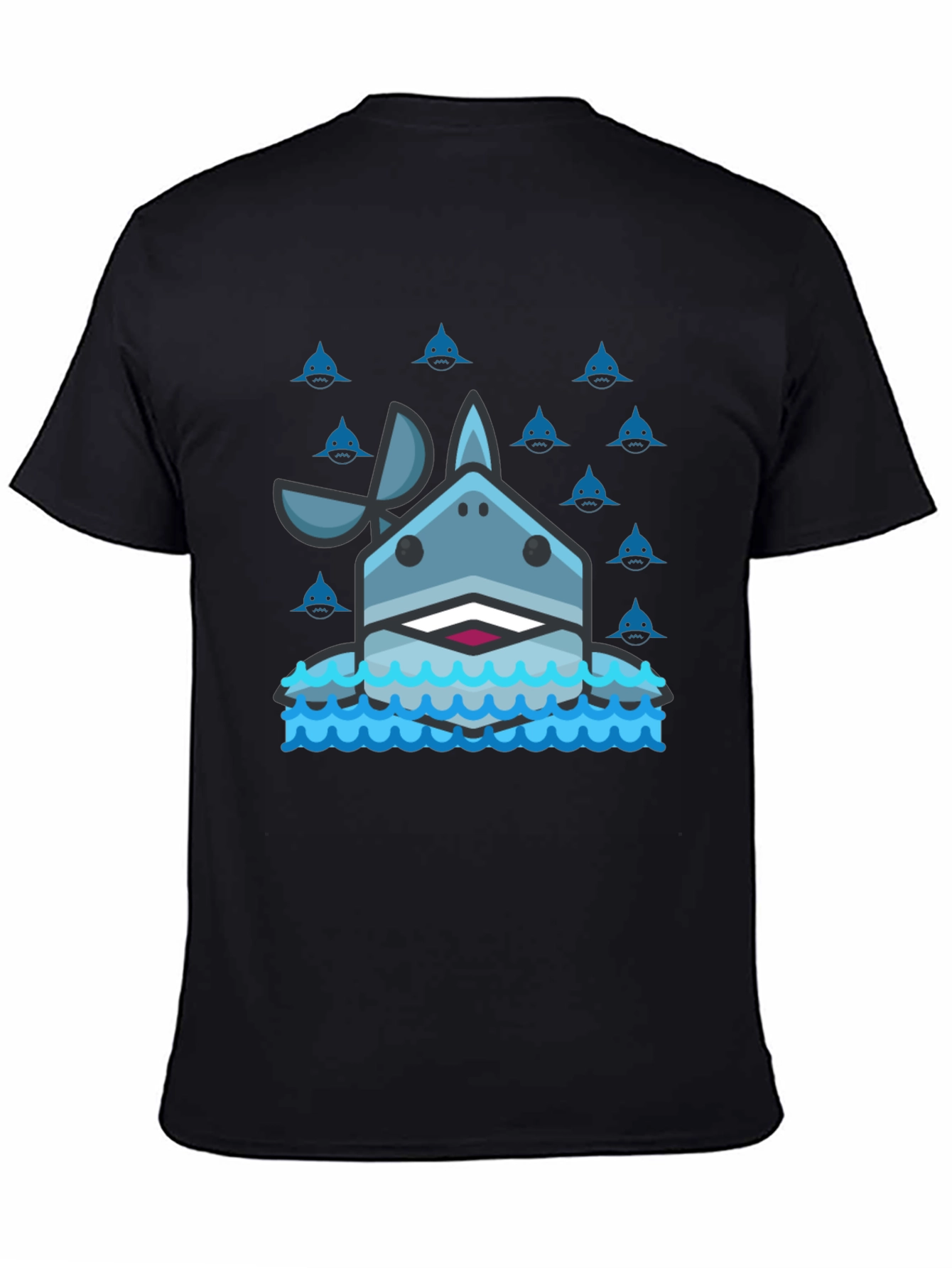 Shark Graphic Tee - Mens Black Cotton T-Shirt
