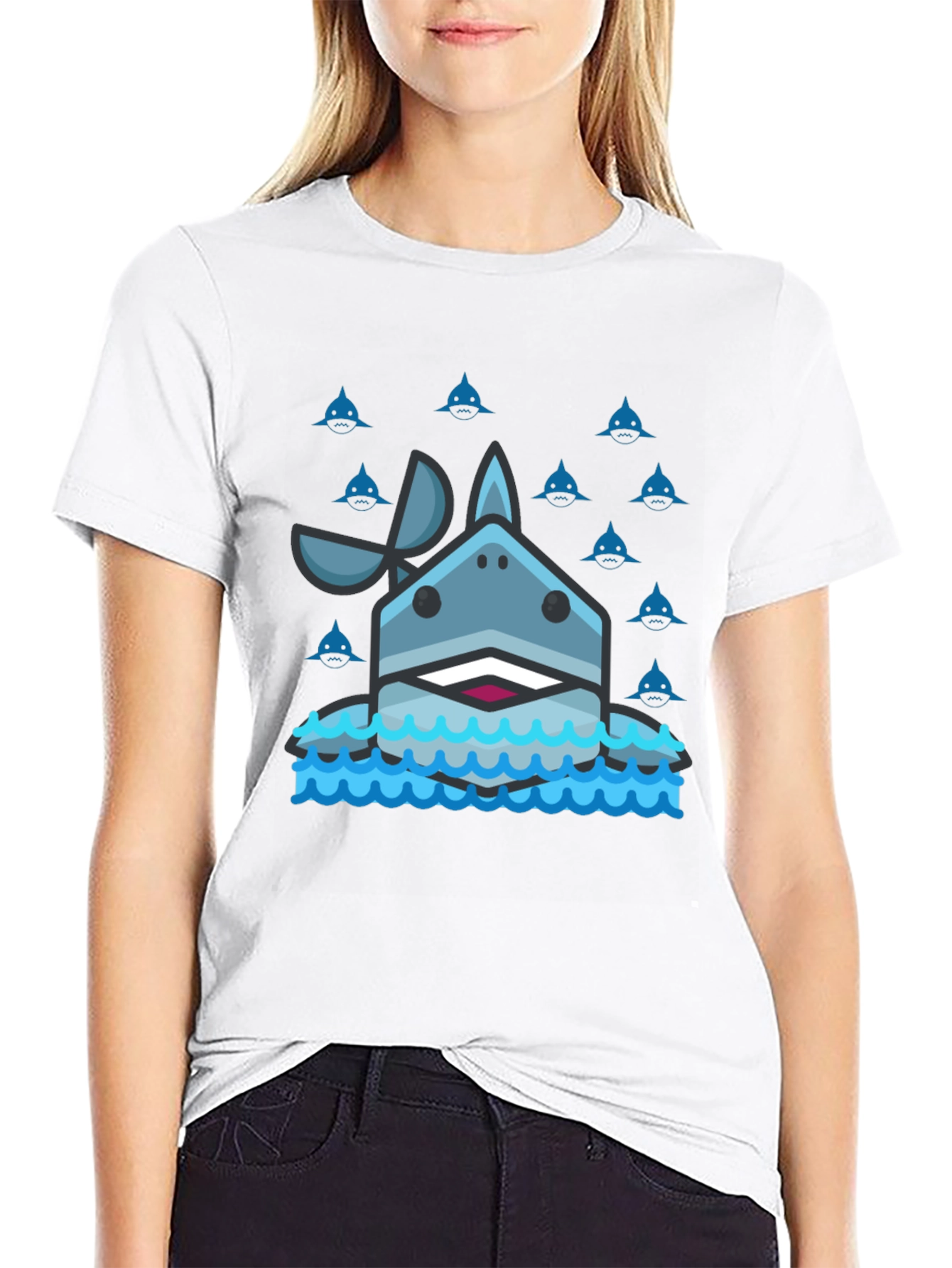 Shark Graphic Tee - Mens Black Cotton T-Shirt