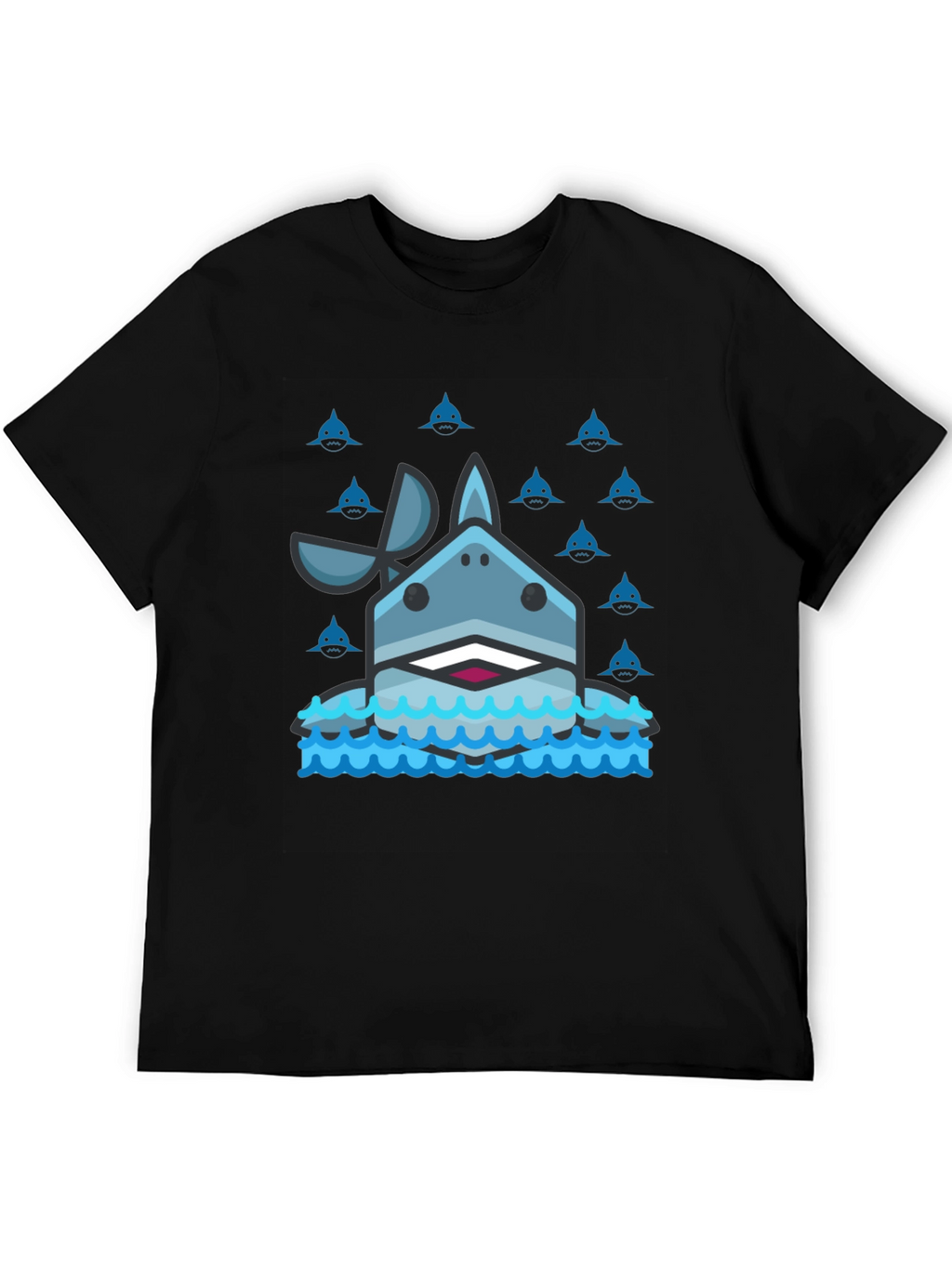 Shark Graphic Tee - Mens Black Cotton T-Shirt
