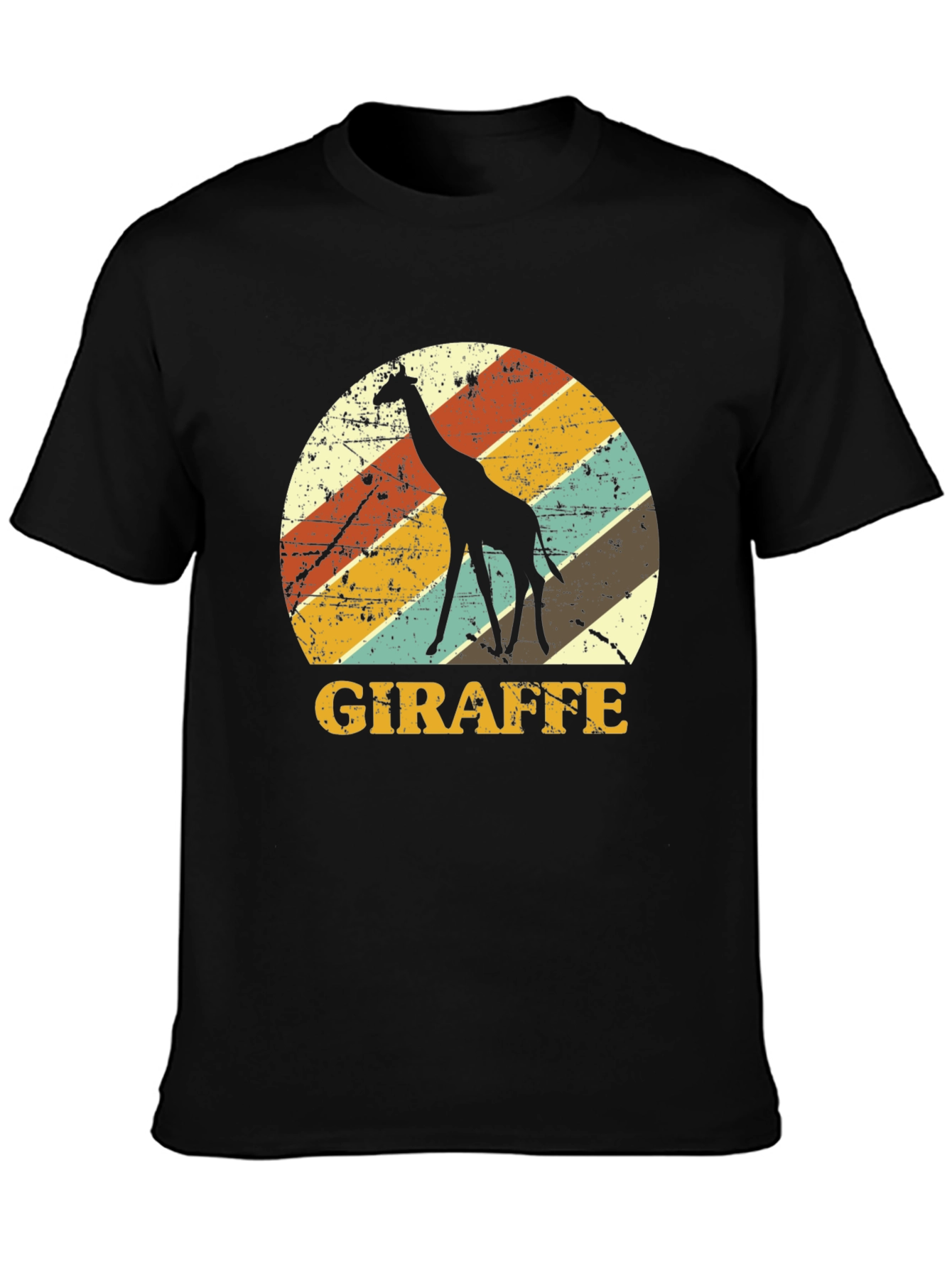 Retro Giraffe Graphic Tee - Black