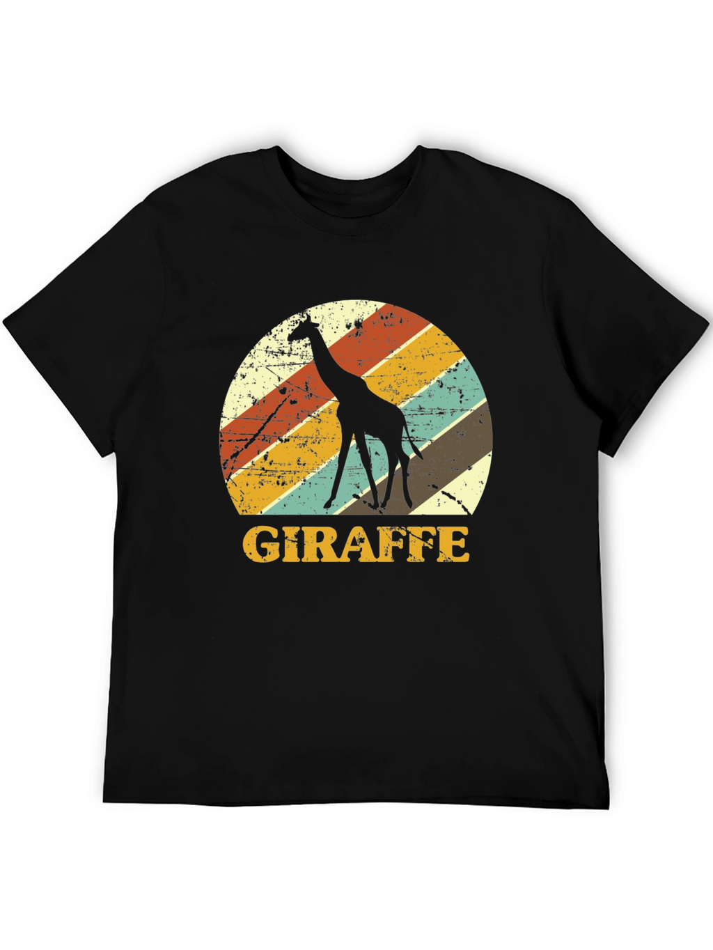 Retro Giraffe Graphic Tee - Black
