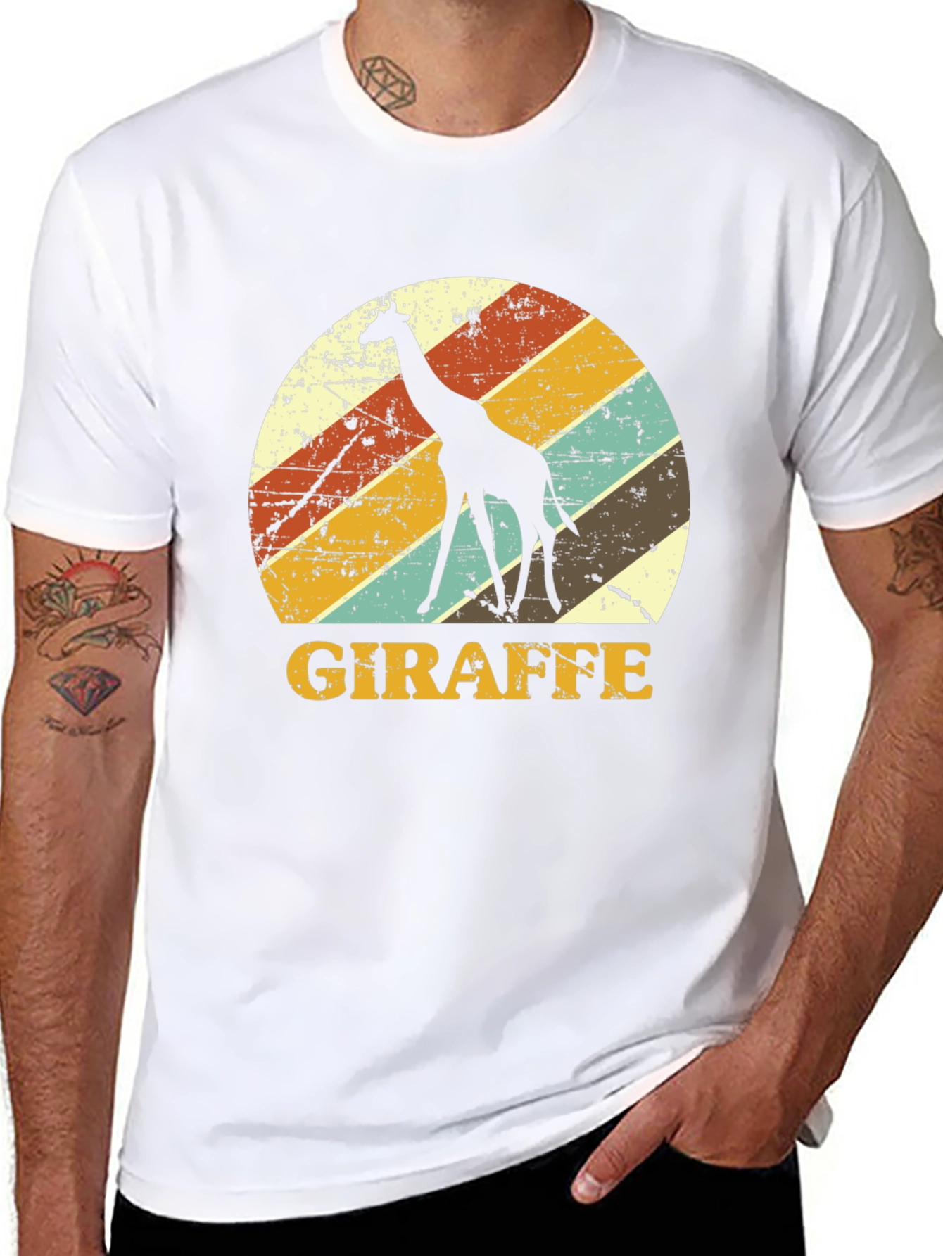 Retro Giraffe Graphic Tee - Black