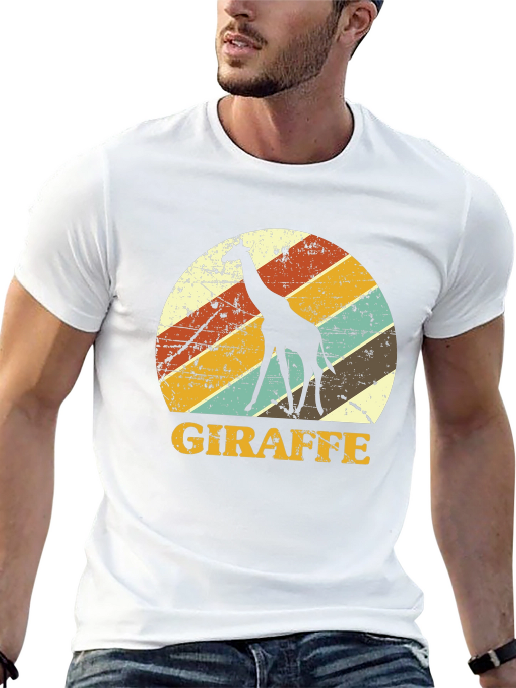 Retro Giraffe Graphic Tee - Black