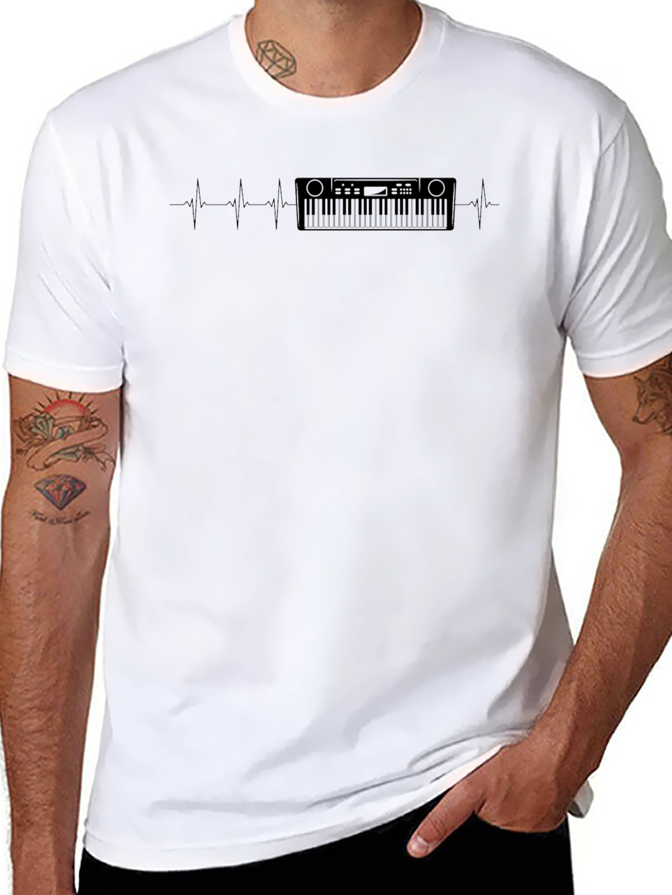 Keyboard Heartbeat T-Shirt - Music Lover Tee