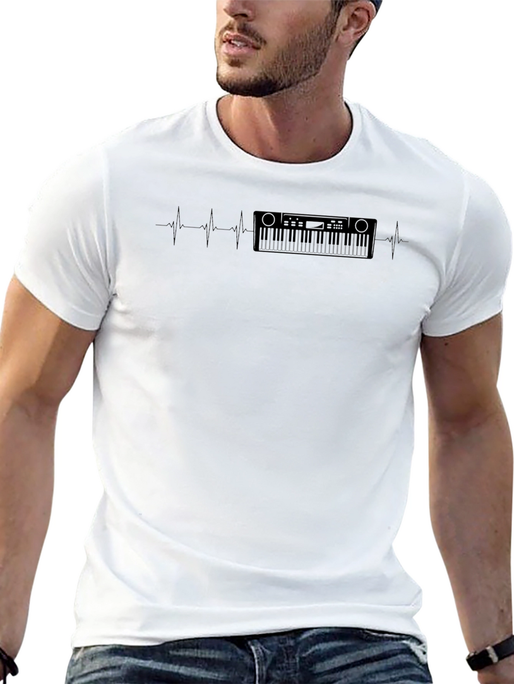 Keyboard Heartbeat T-Shirt - Music Lover Tee