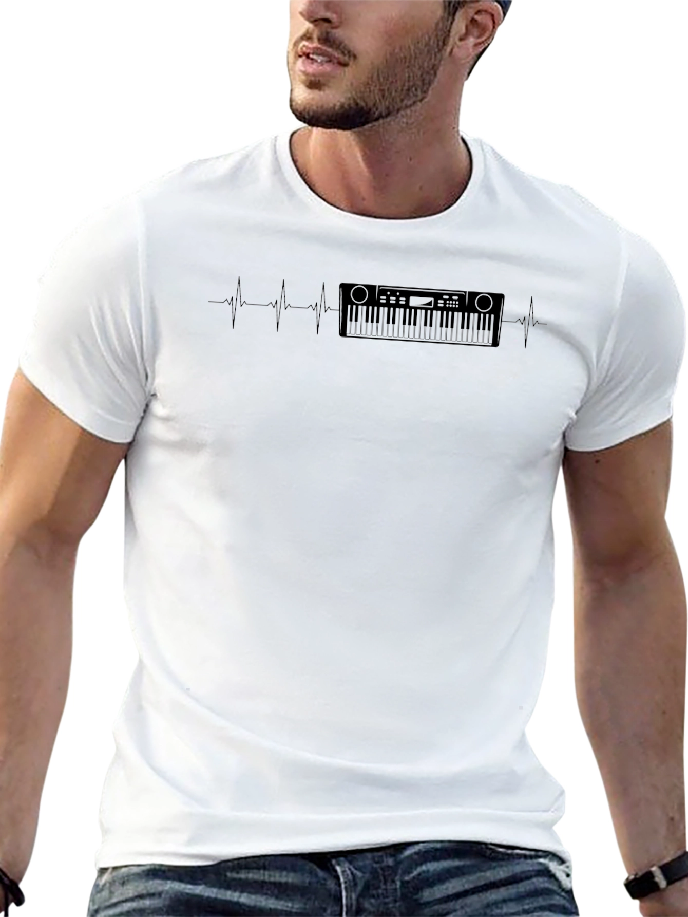 Keyboard Heartbeat T-Shirt - Music Lover Tee