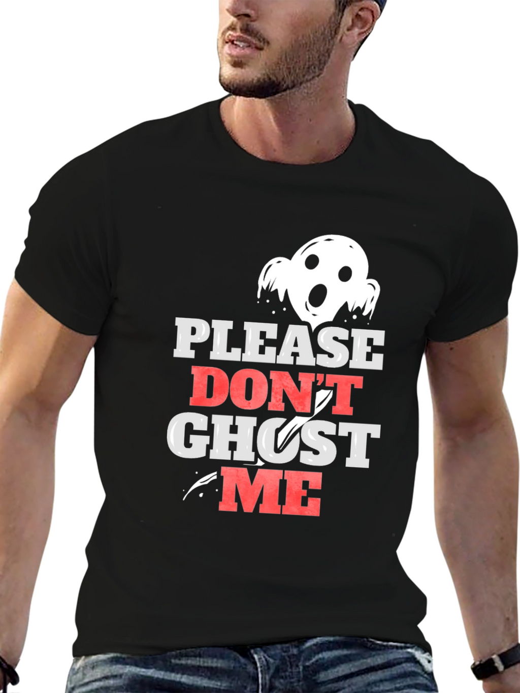 Please Dont Ghost Me Black Graphic Tee