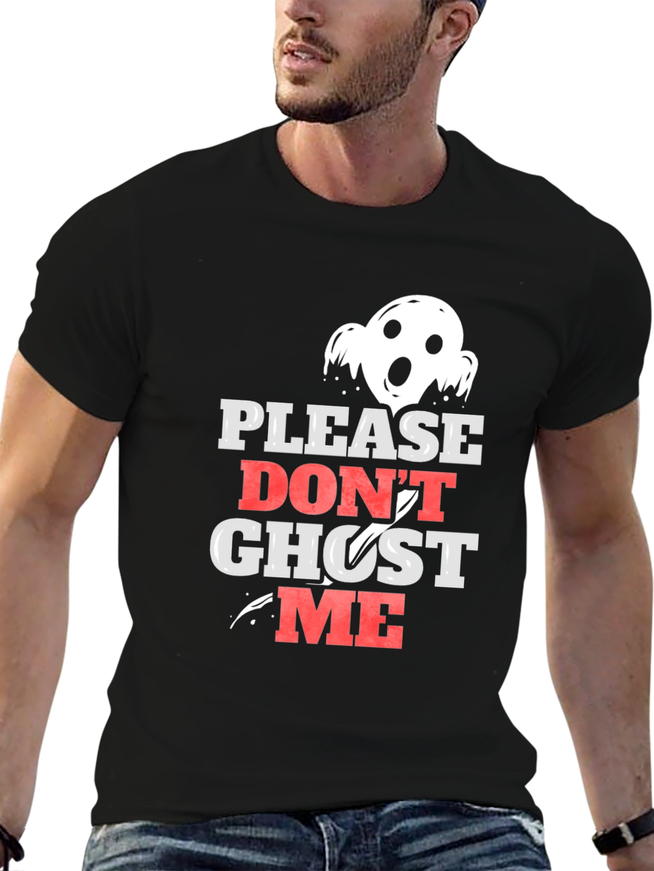 Please Dont Ghost Me Black Graphic Tee