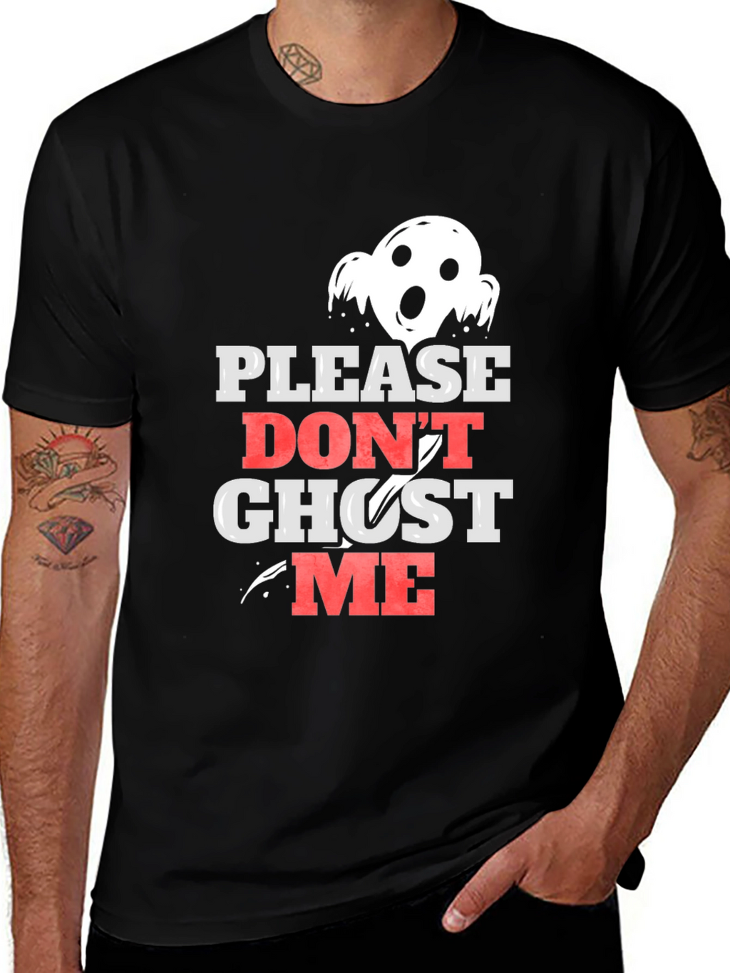 Please Dont Ghost Me Black Graphic Tee