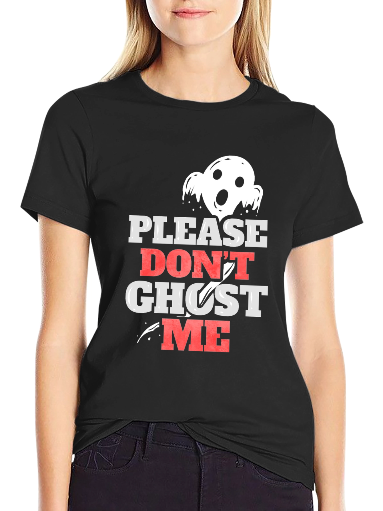 Please Dont Ghost Me Black Graphic Tee