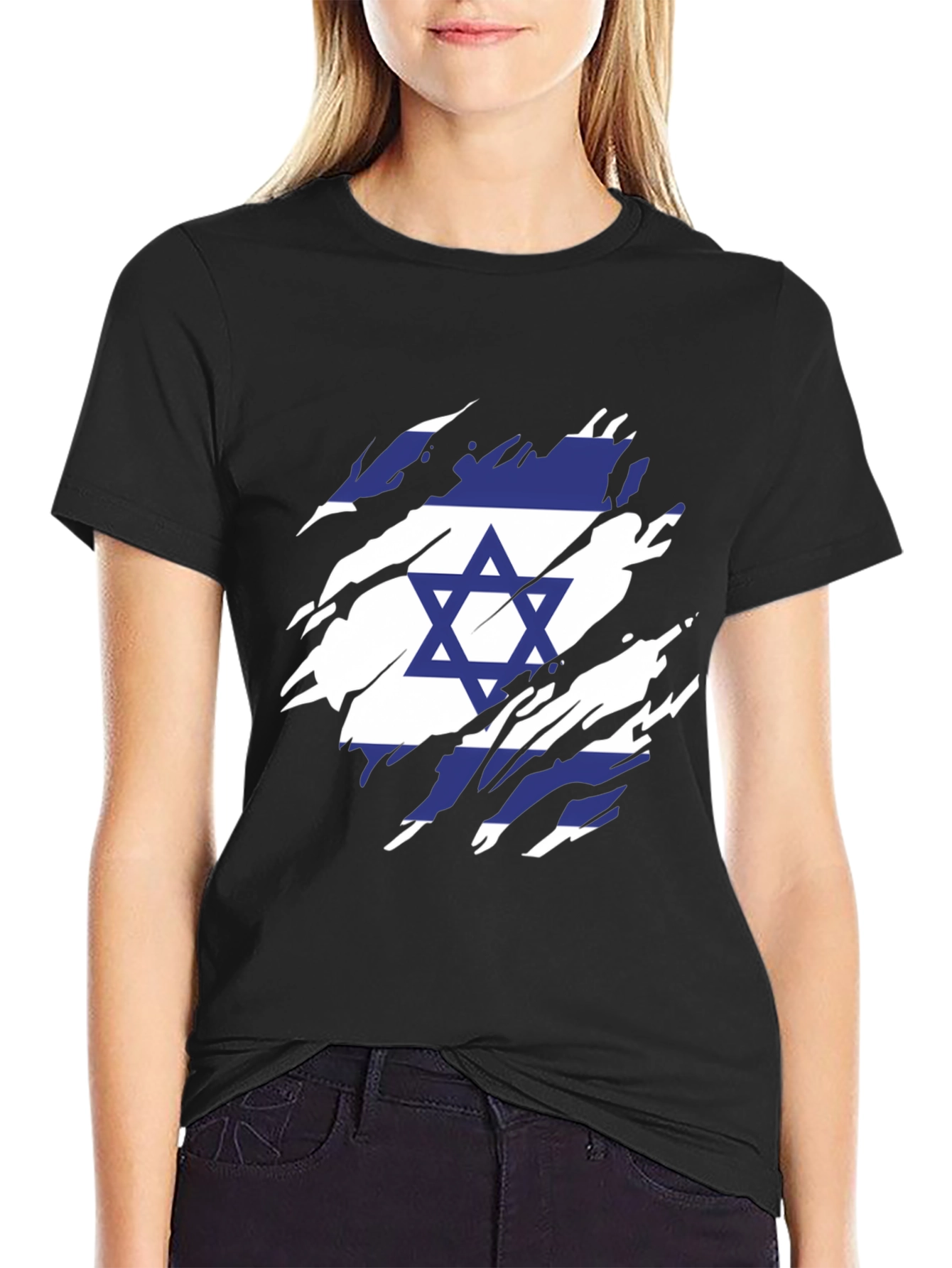 Israel Flag Ripped T-Shirt - Mens Patriotic Tee