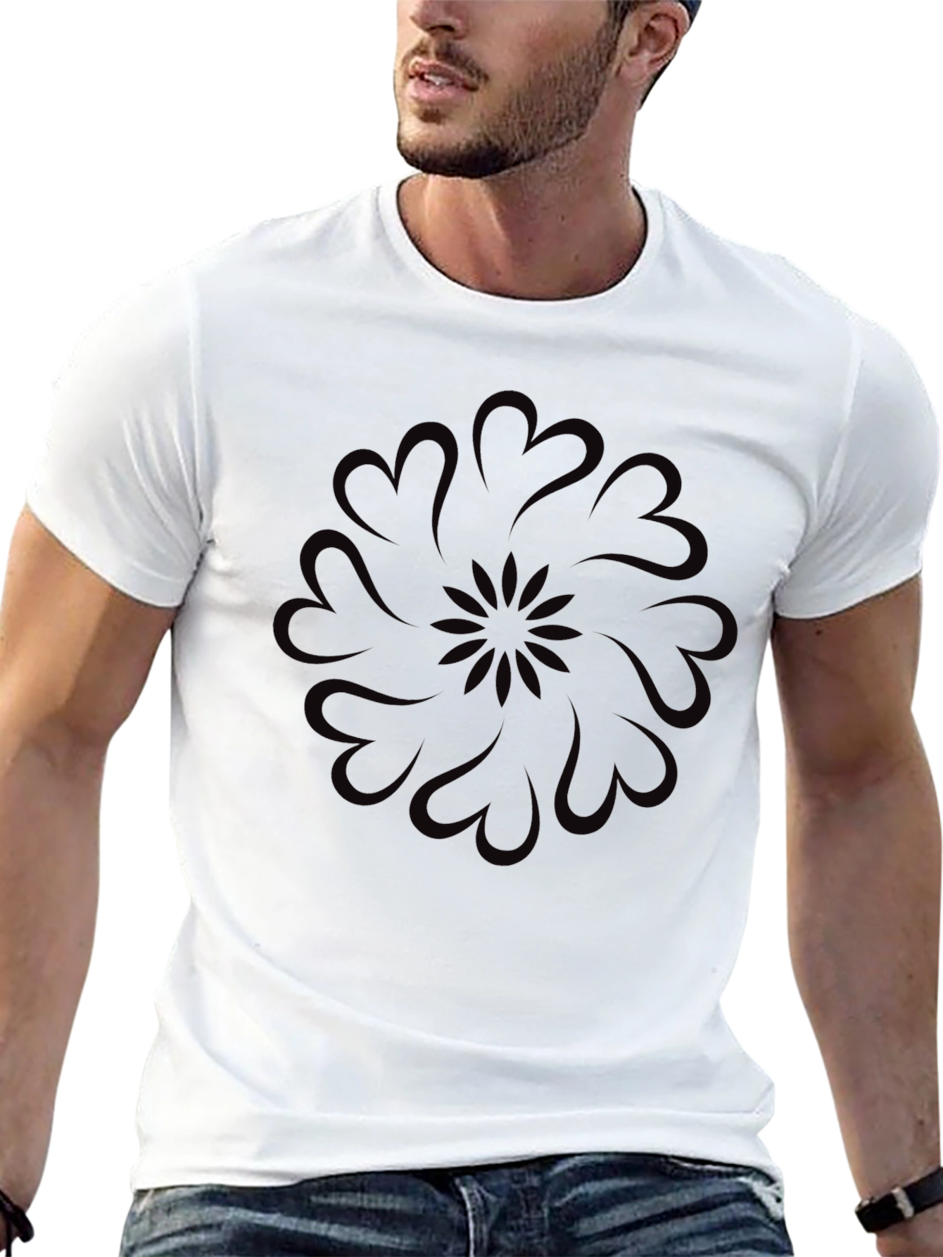 Heart Mandala Graphic Black T-Shirt