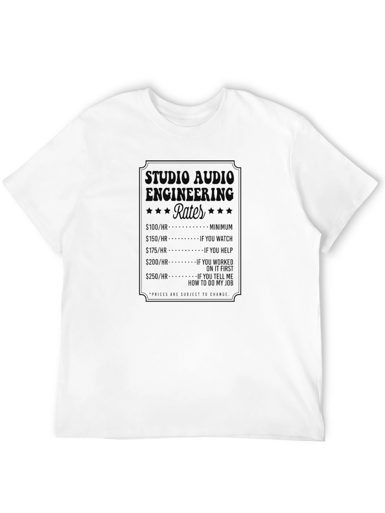 Studio Audio Engineering Rates Graphic Tee