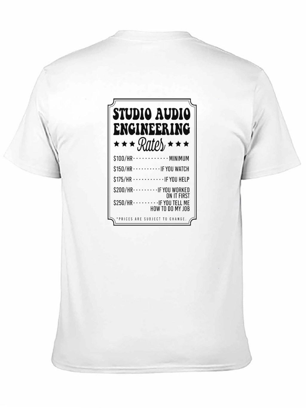 Studio Audio Engineering Rates Graphic Tee