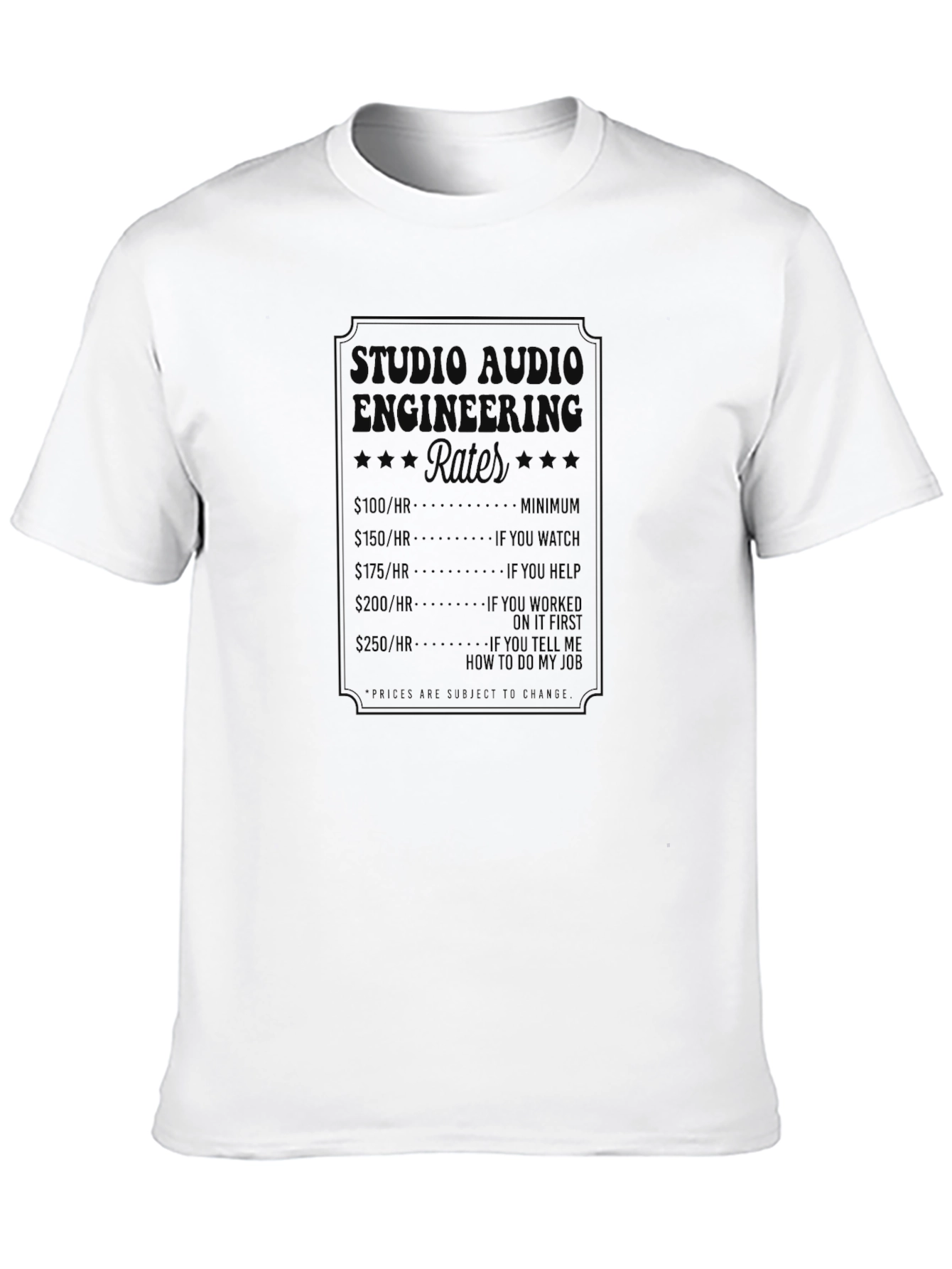 Studio Audio Engineering Rates Graphic Tee