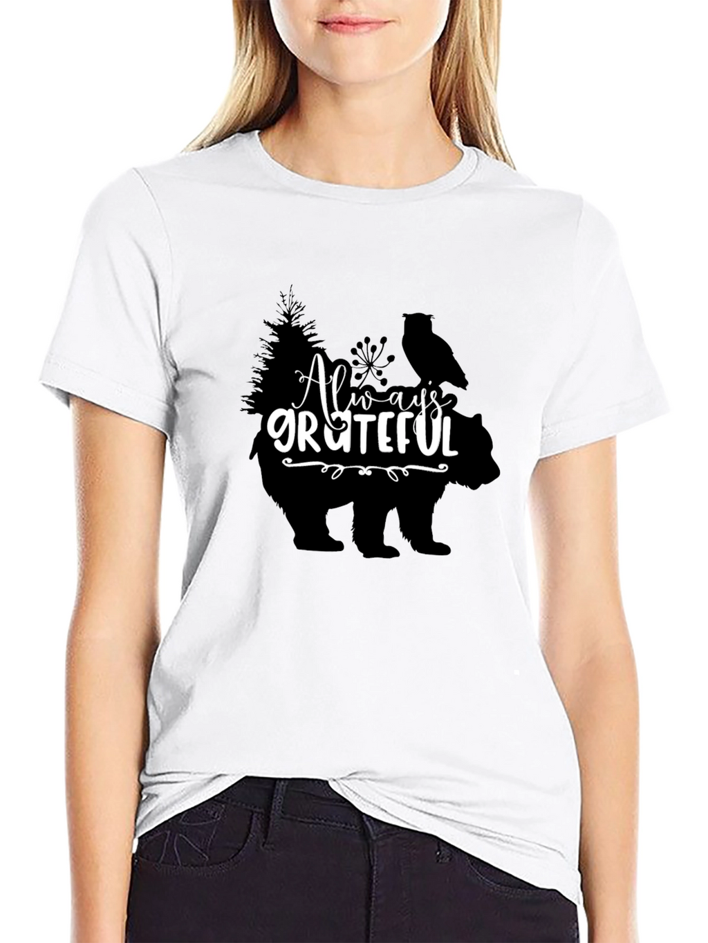 Always Grateful Graphic Print T-Shirt