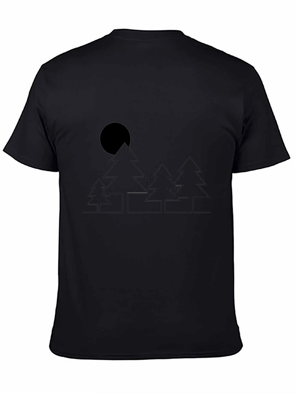 Minimalist Trees & Moon Black T-Shirt