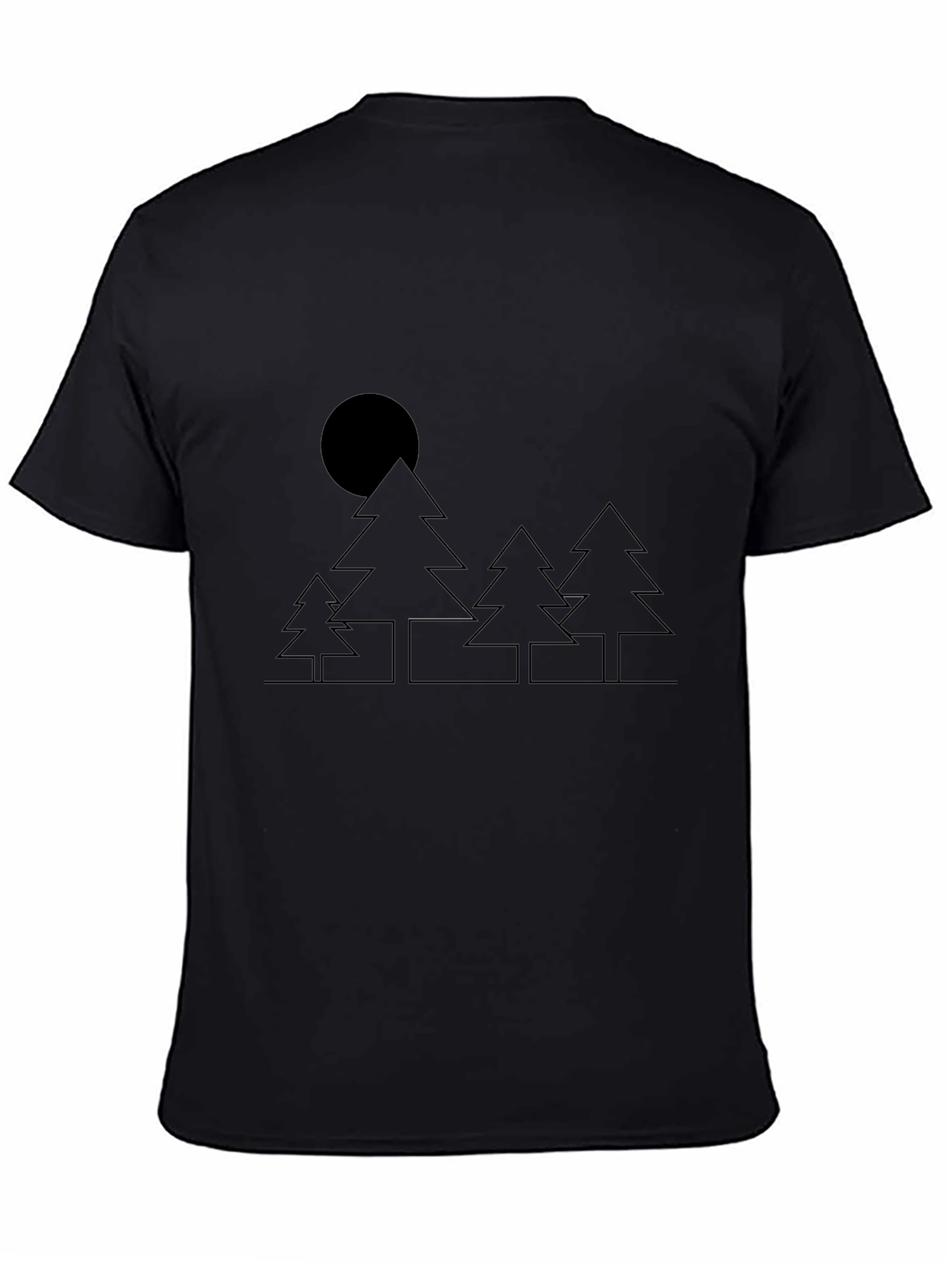 Minimalist Trees & Moon Black T-Shirt