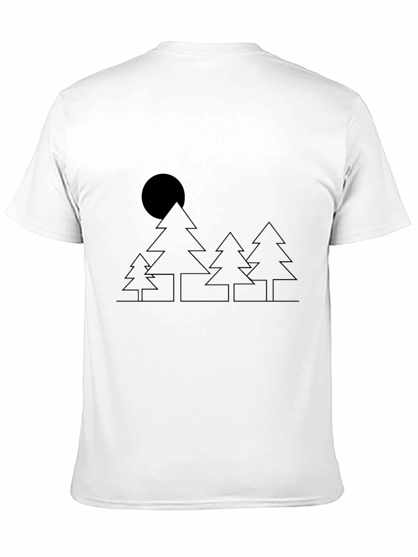 Minimalist Trees & Moon Black T-Shirt