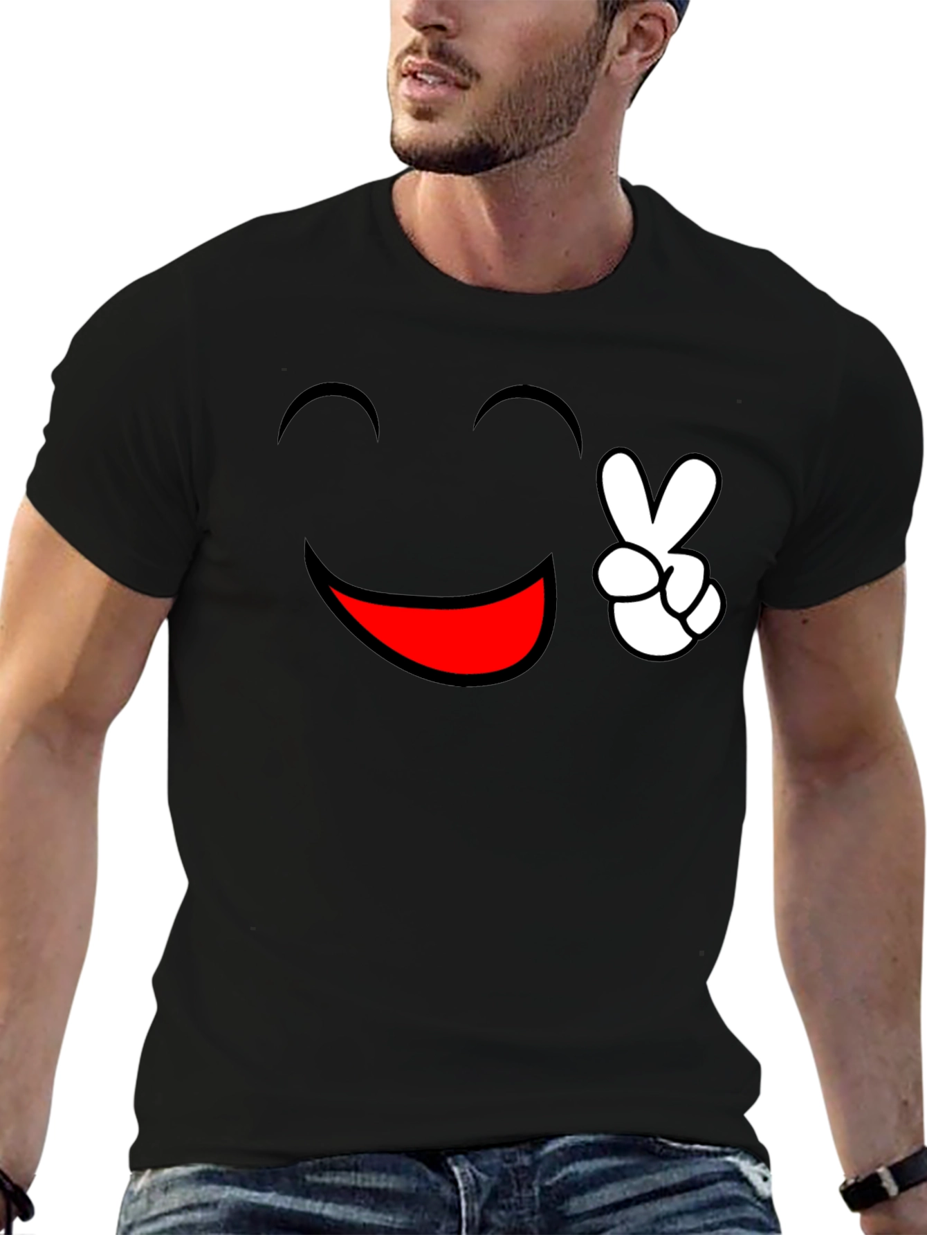 Peace and Happiness Graphic Tee - Black