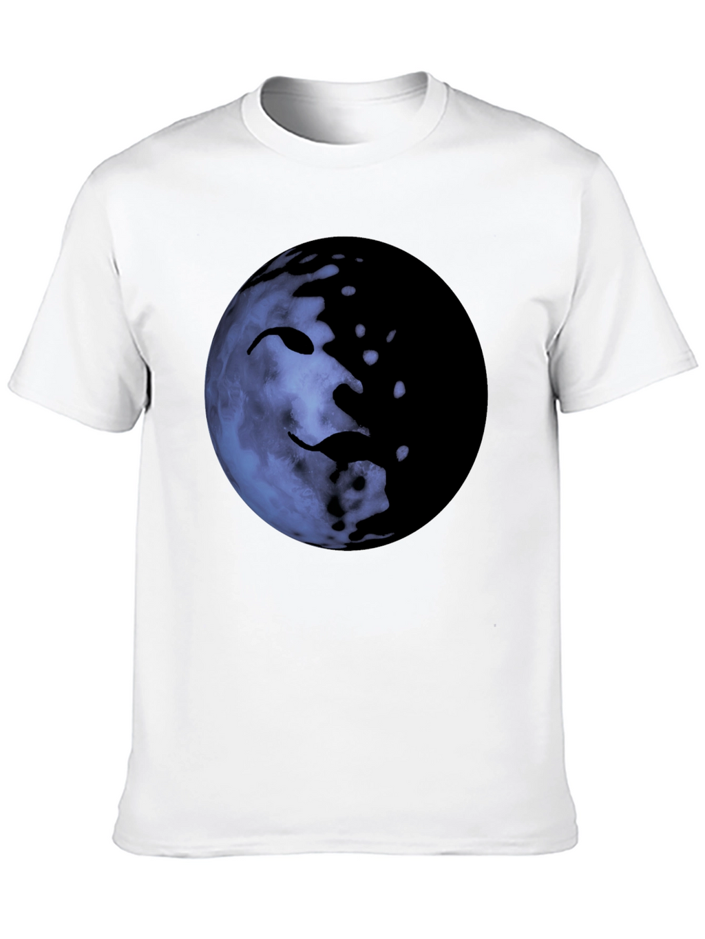 Unique Moon Face Graphic Black T-Shirt