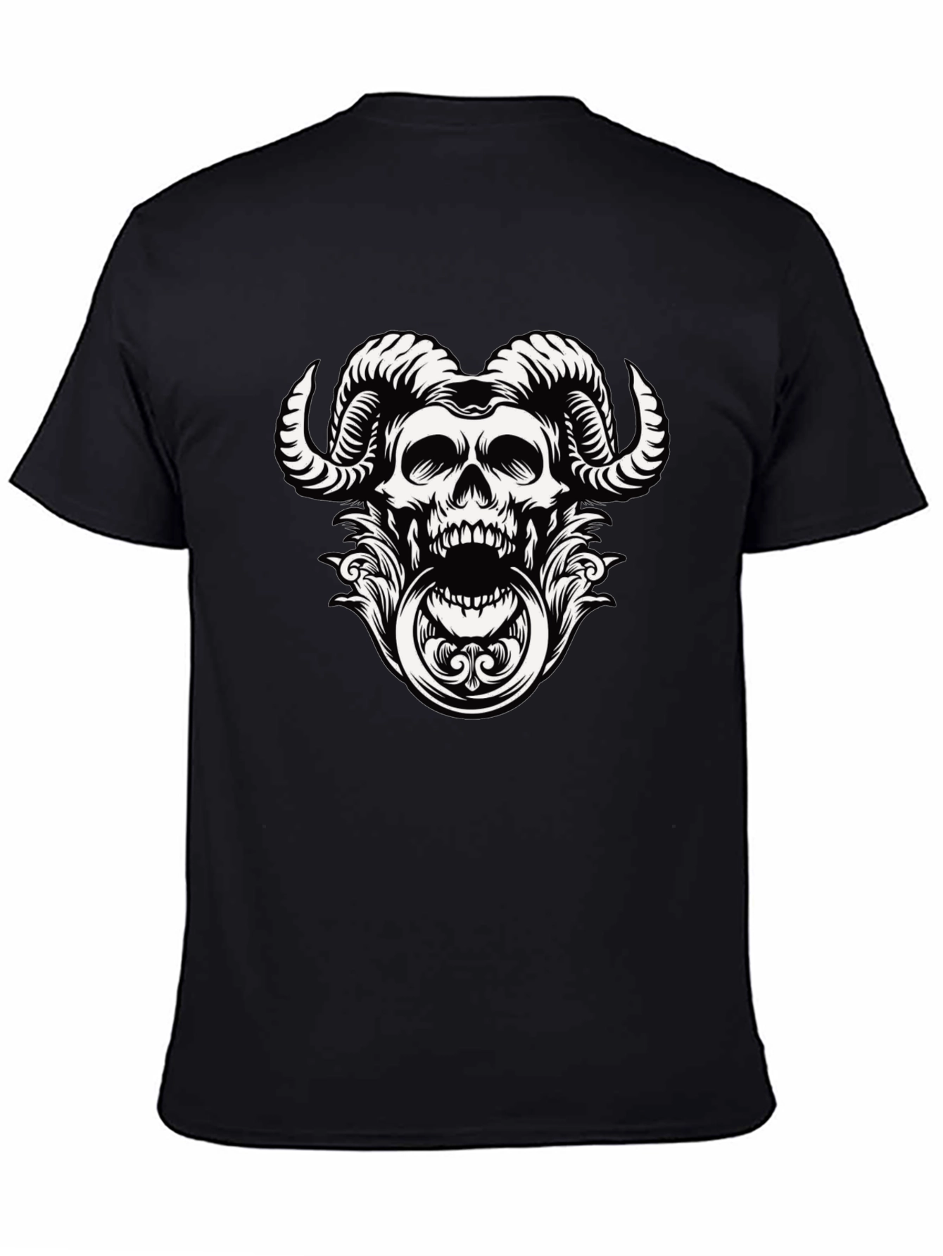Skull Horns Graphic Print Tee