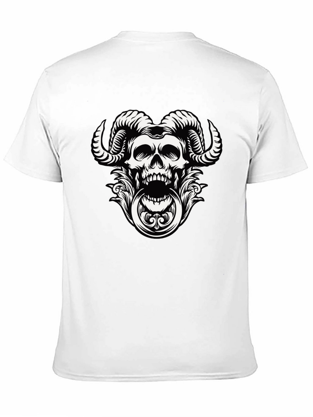 Skull Horns Graphic Print Tee