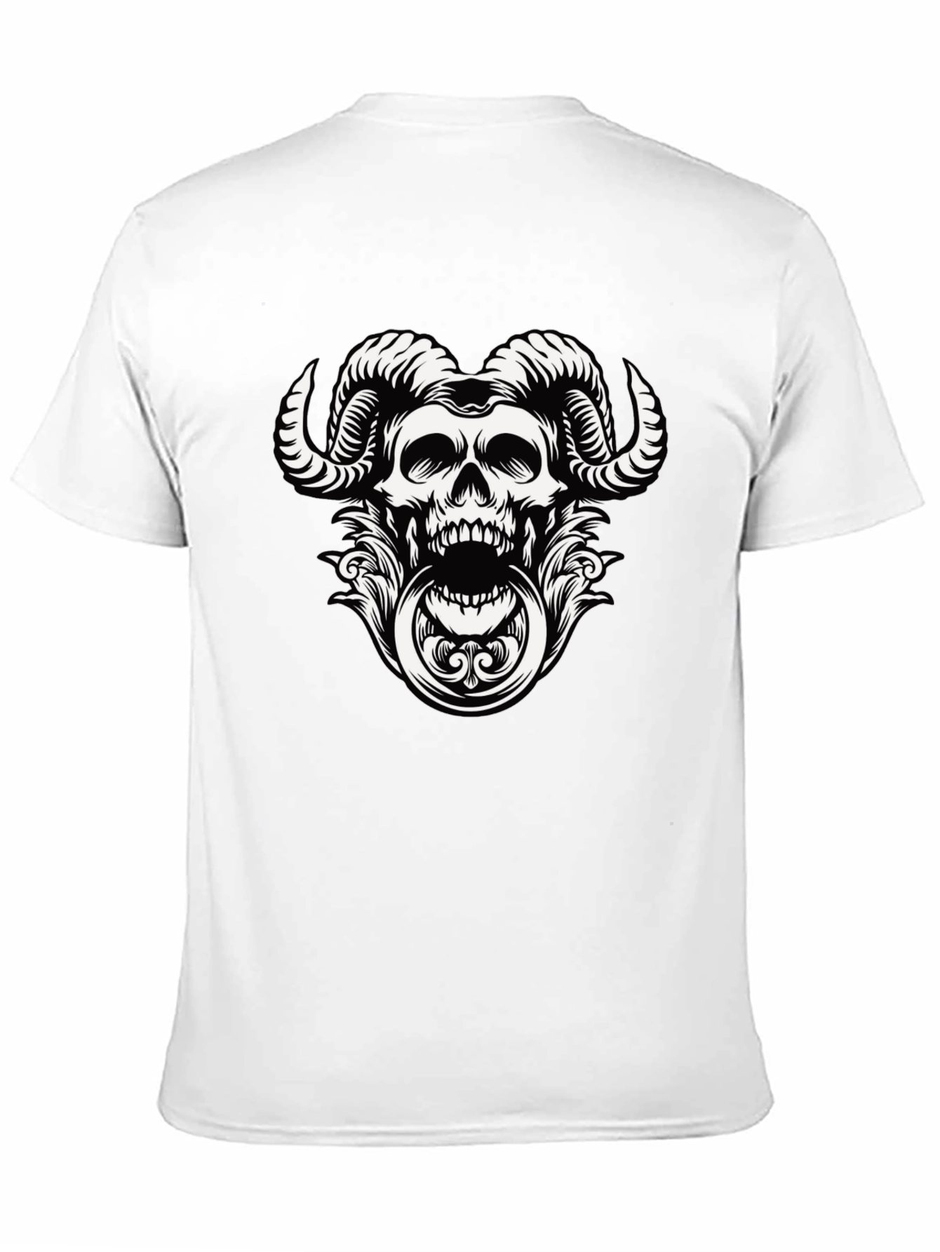 Skull Horns Graphic Print Tee