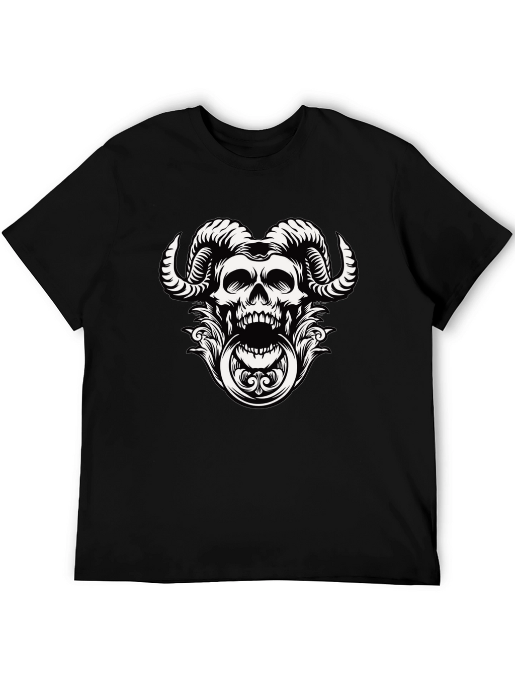 Skull Horns Graphic Print Tee