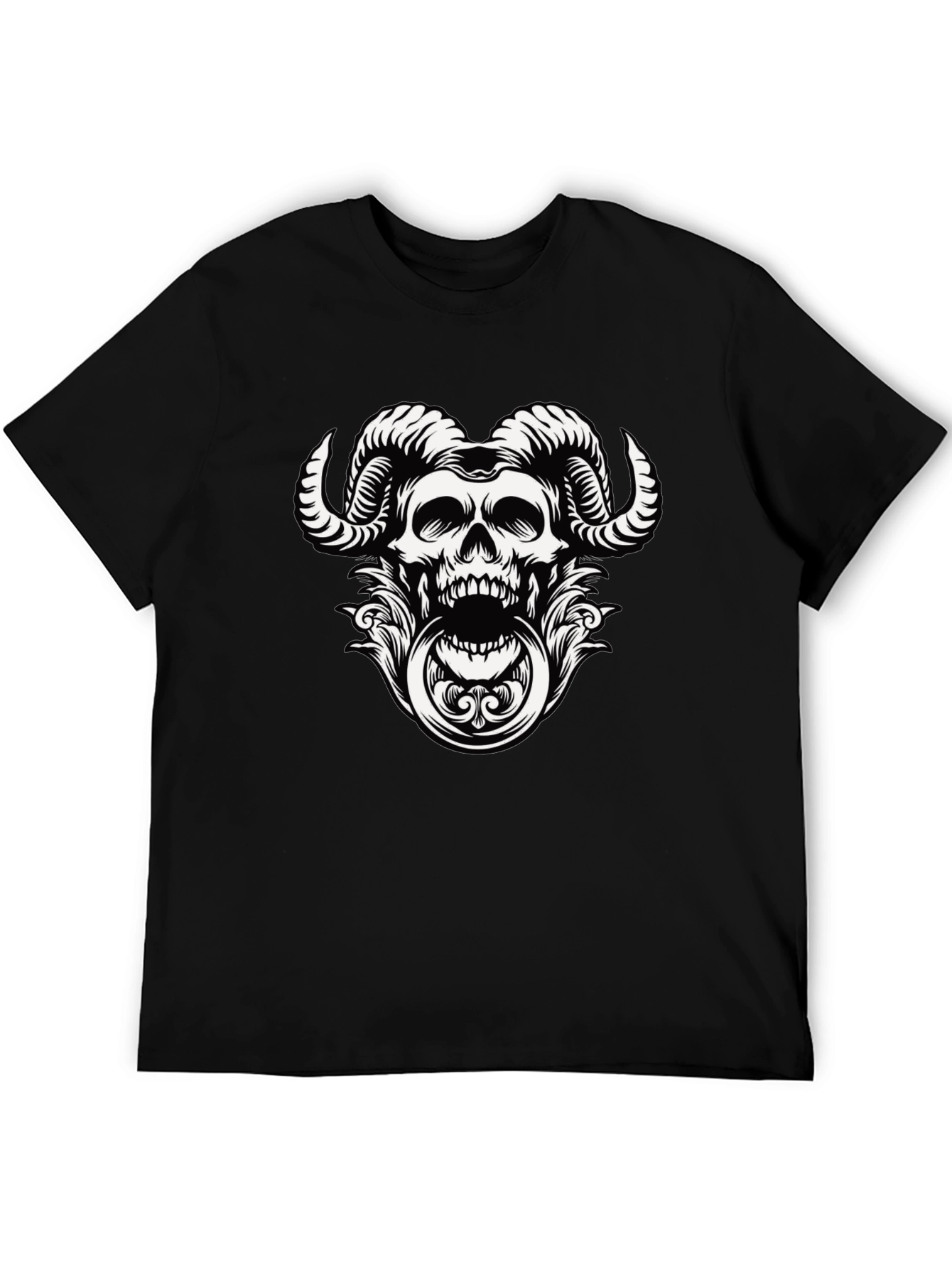 Skull Horns Graphic Print Tee