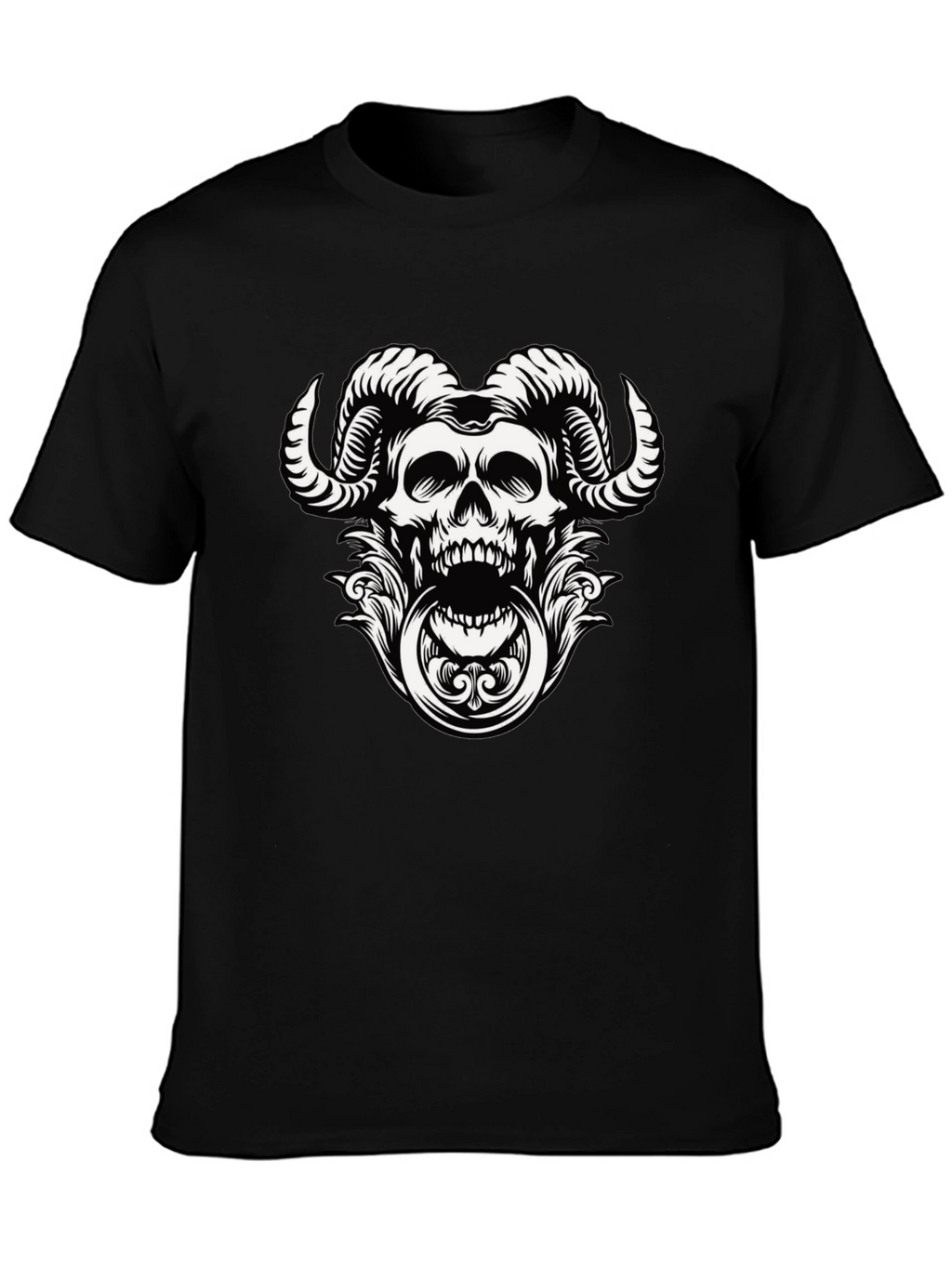 Skull Horns Graphic Print Tee