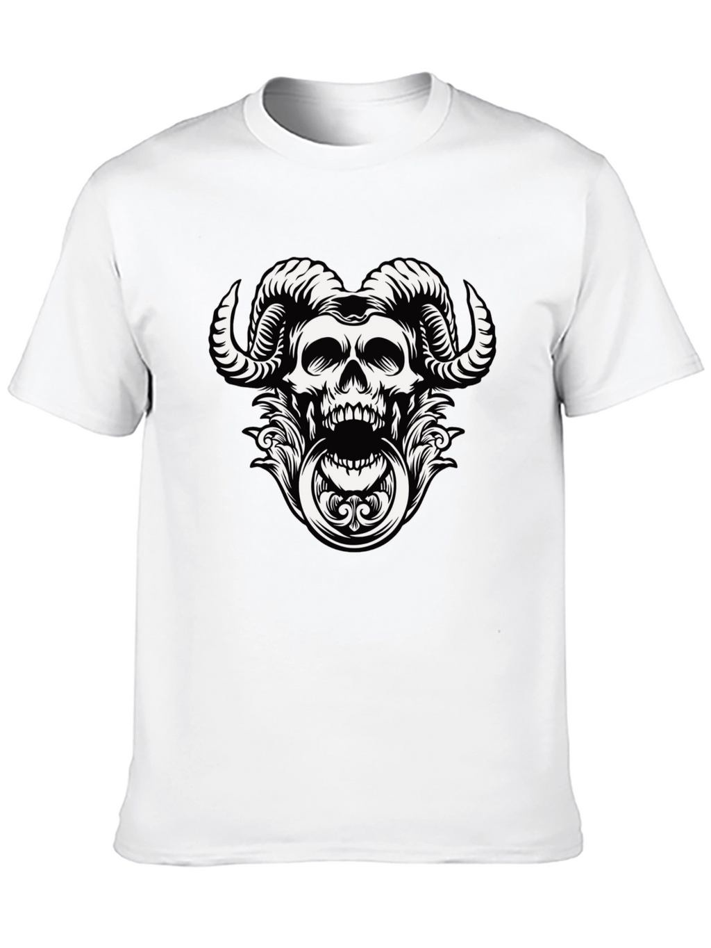 Skull Horns Graphic Print Tee