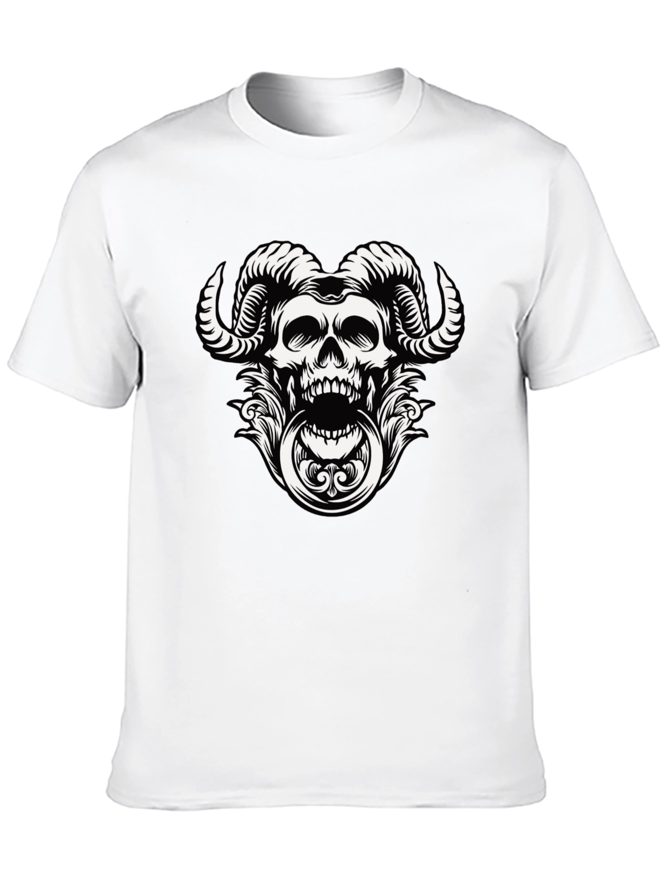 Skull Horns Graphic Print Tee