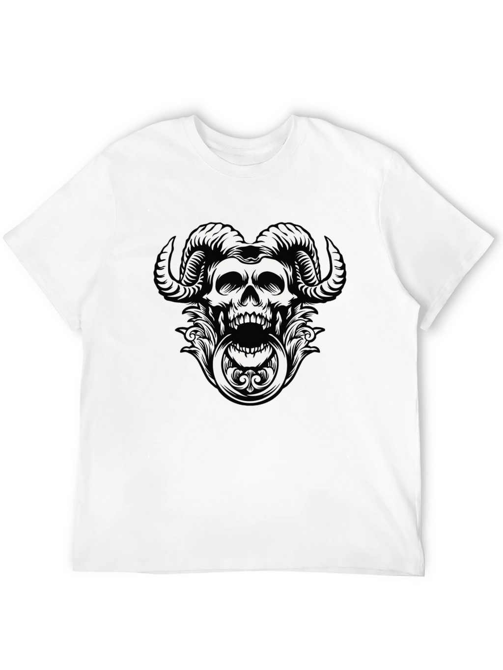 Skull Horns Graphic Print Tee